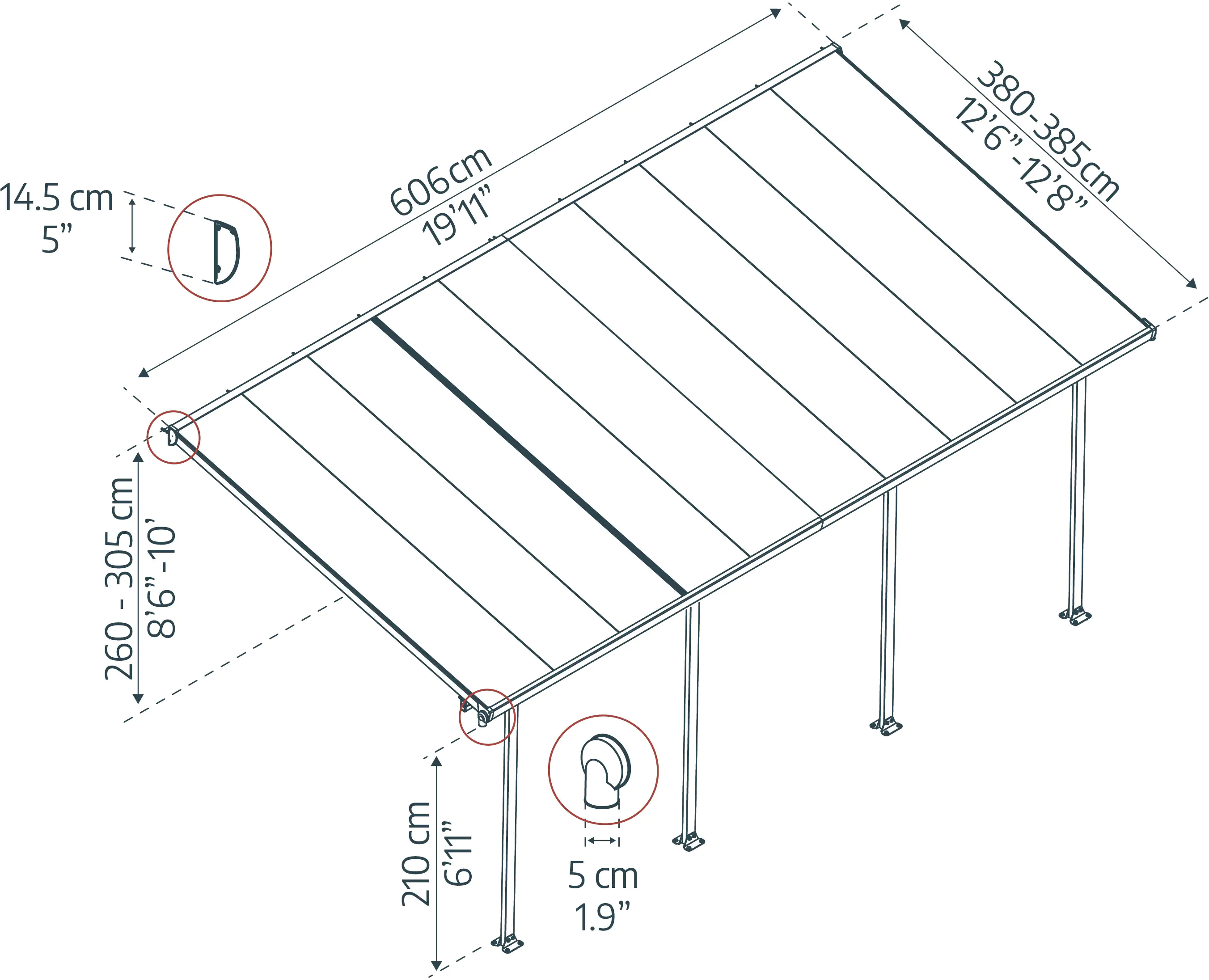 Canopia Terrassenüberdachung Feria 606 x 380 cm weiß Canopia Terrassenüberdachung Feria 606 x 380 cm weiß