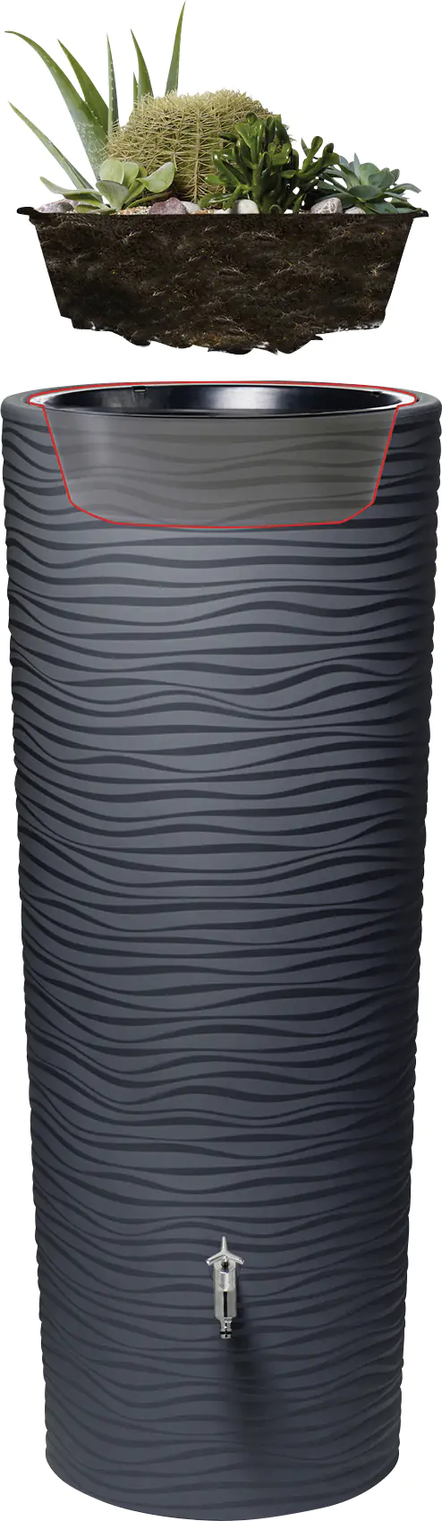 Garantia Regenspeicher Natura 2in1 350 L graphite grey mit Pflanzschale