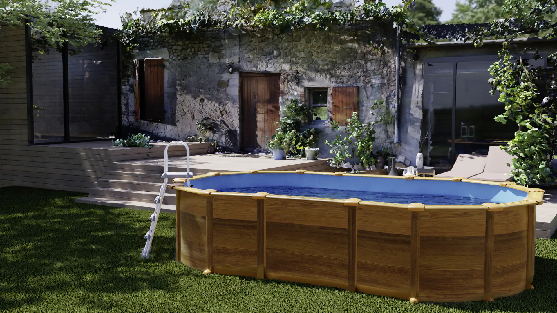 Gre Stahlwandpool Amazonia oval 610 x 375 x 132 cm, Holzdekor Gre Stahlwandpool Amazonia oval 610 x 375 x 132 cm, Holzdekor