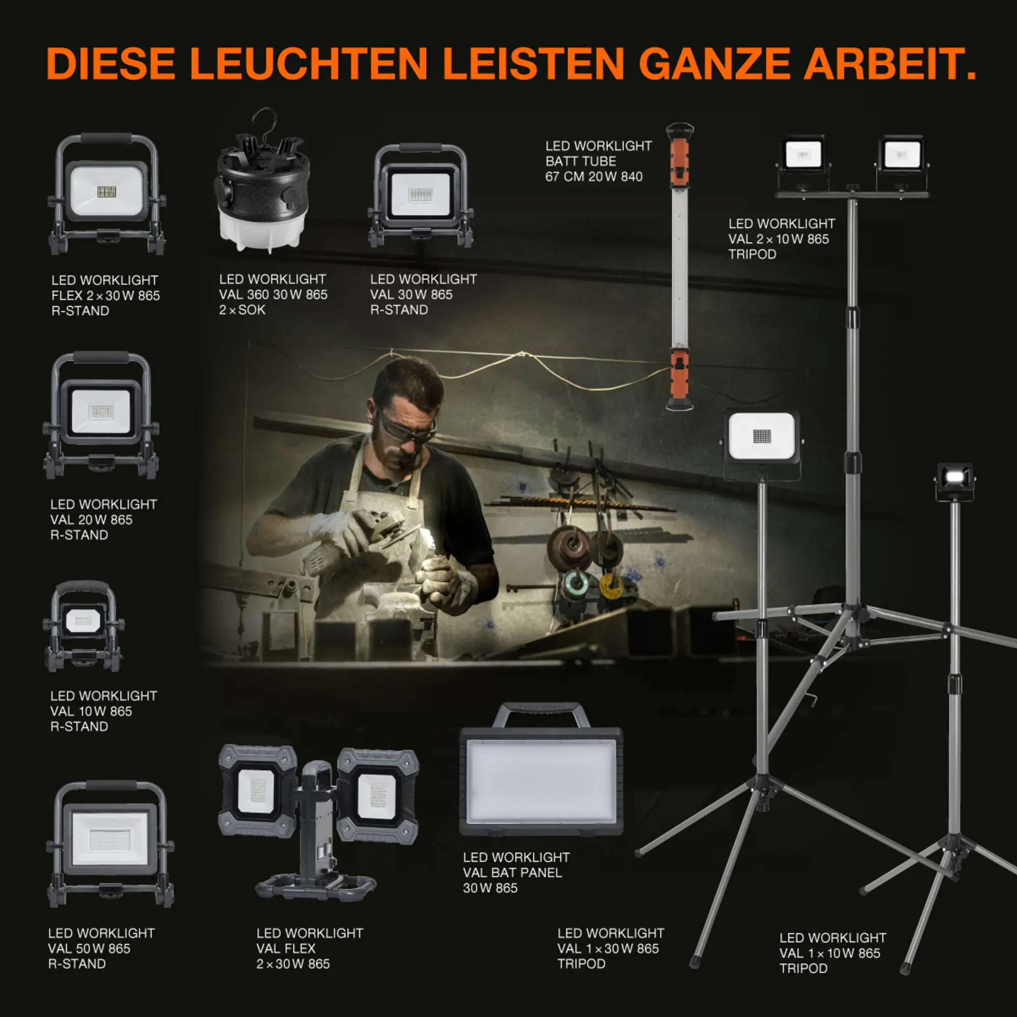 Osram LED Baustrahler Worklight Value 60 W kaltweiß schwarz