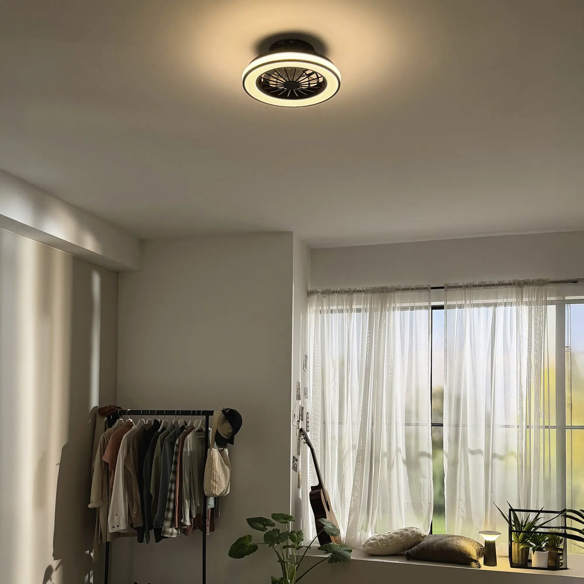 Briloner LED Deckenleuchte mit Ventilator Venturo Ø 38 cm 24 W schwarz matt dimmbar