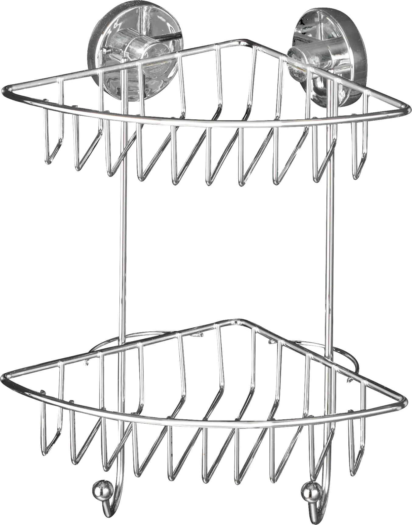 Wenko Eckduschkorb Vacuum-Loc Stahl, chrom, 2 Ablagen