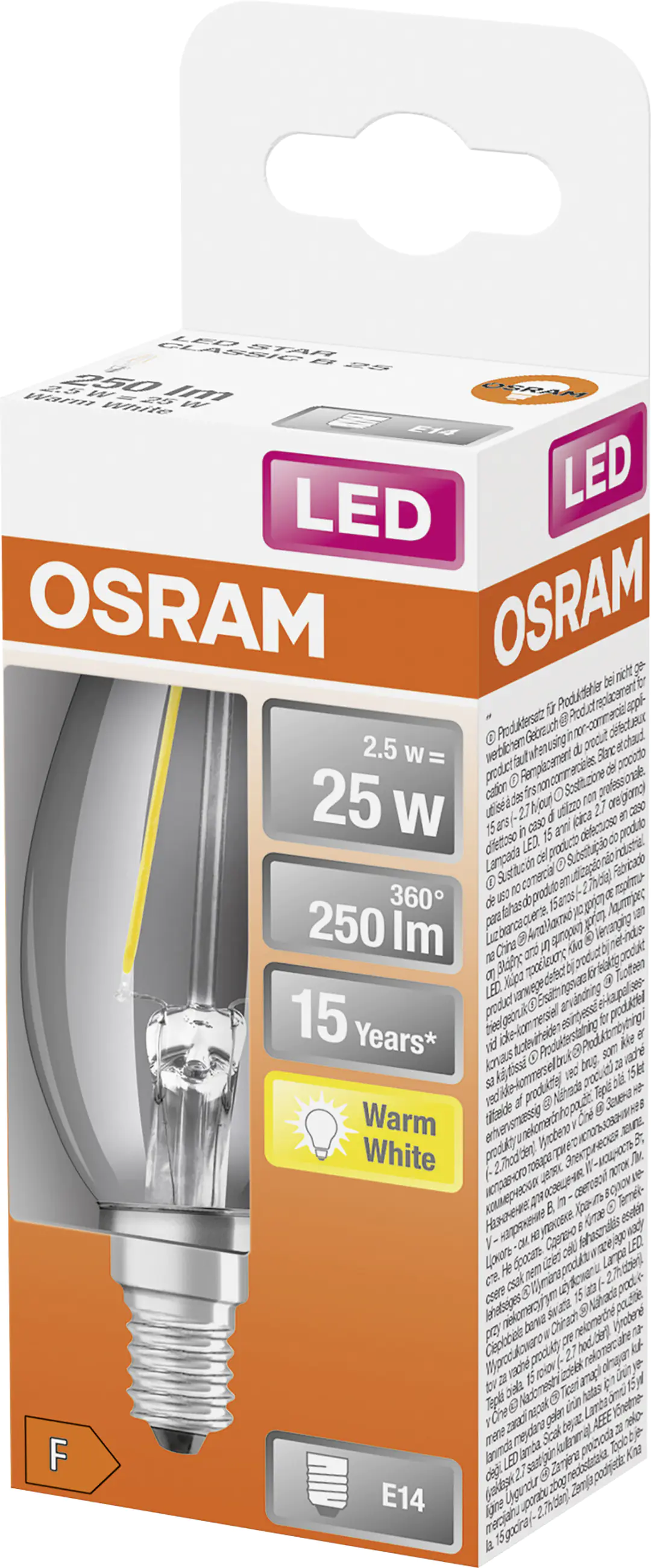Osram LED Leuchtmittel Retrofit CLB 25 E14 2,5W warmweiß, klar