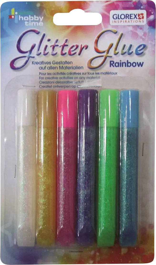 Glorex Glitterglue Stifte Rainbow 6 x 10,5 ml