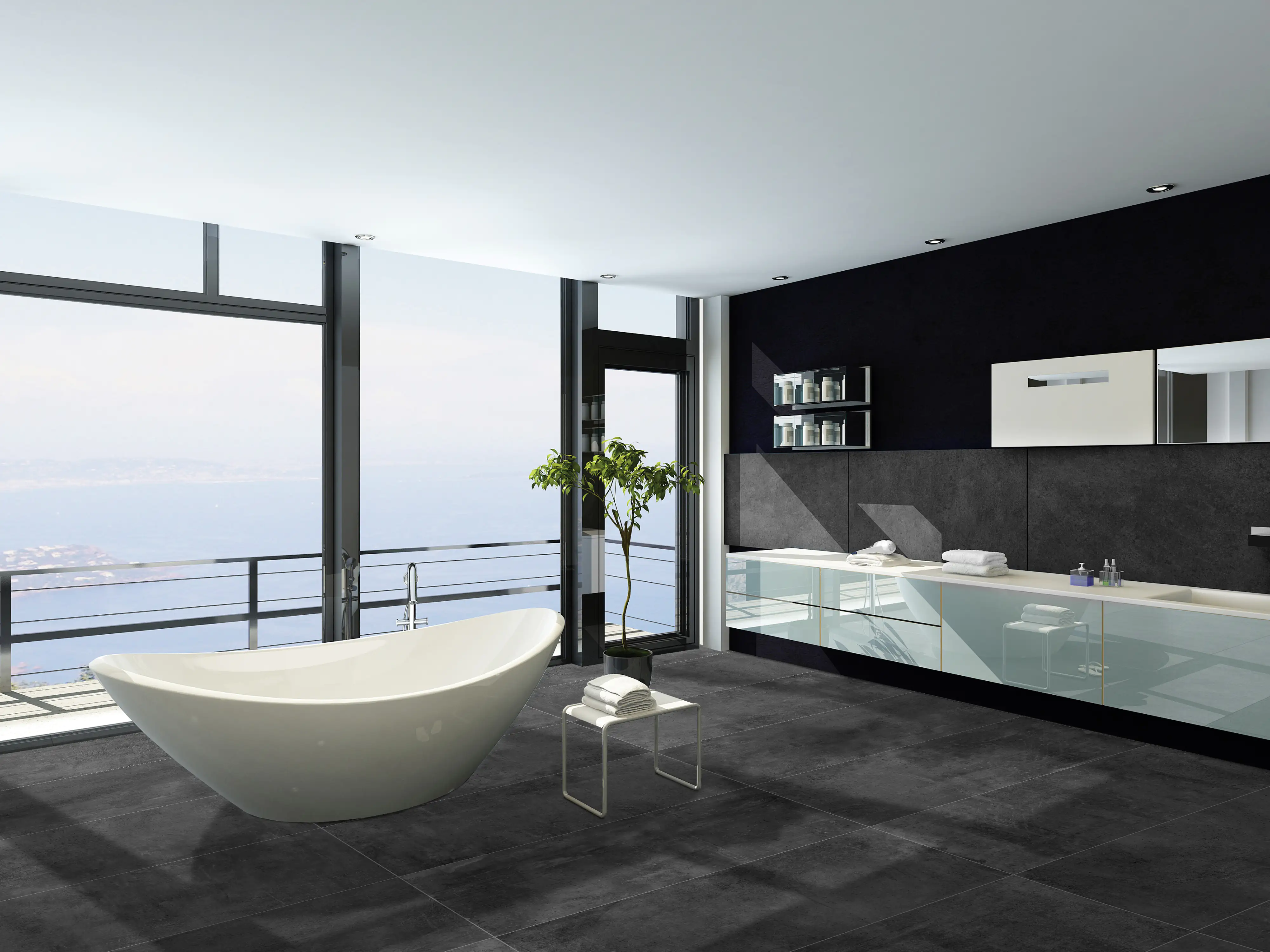 Bodenfliese Feinsteinzeug Pronto classic 60 x 120 cm schwarz