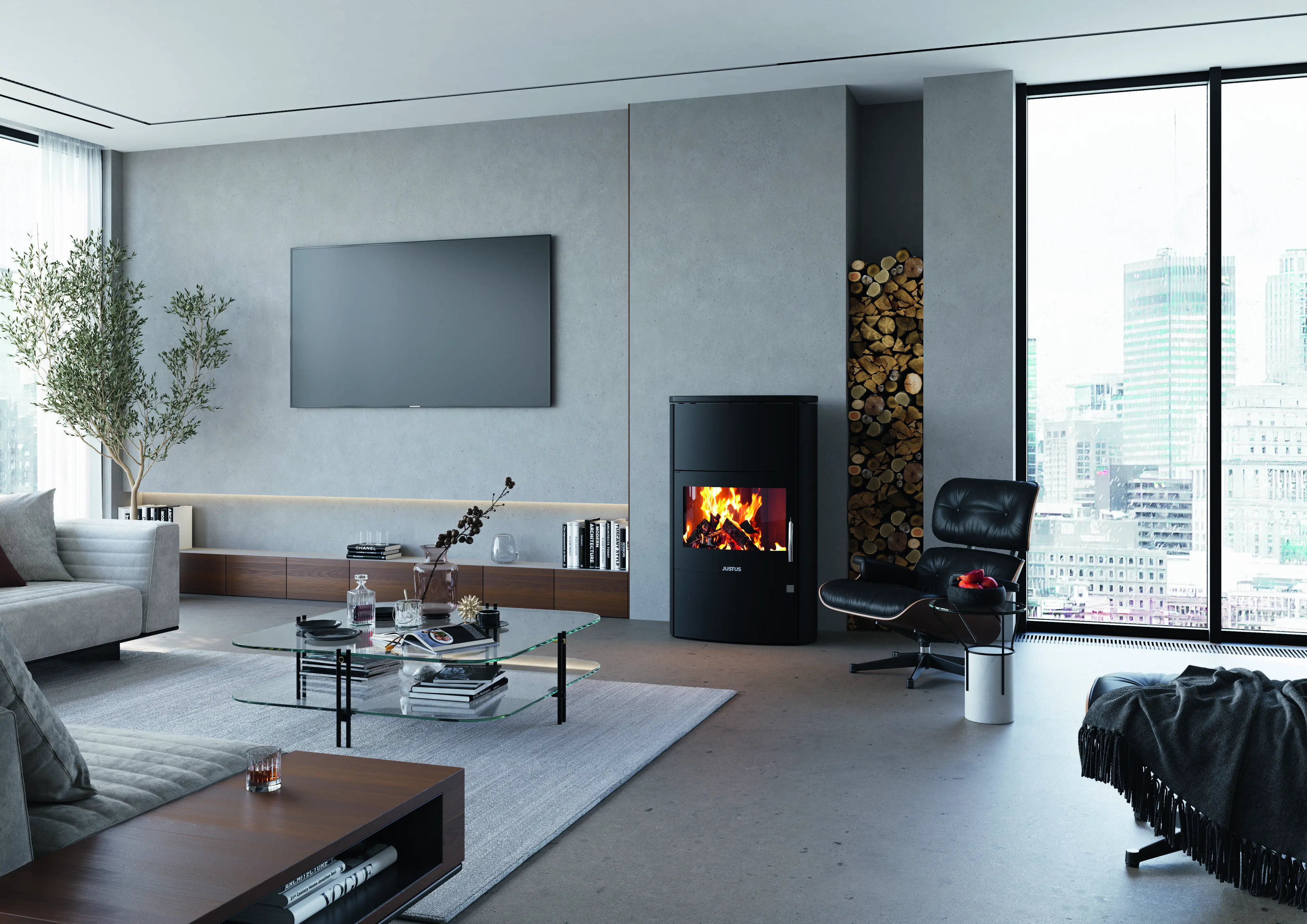 Justus Kaminofen Agero W+ Stahl schwarz 7 kW