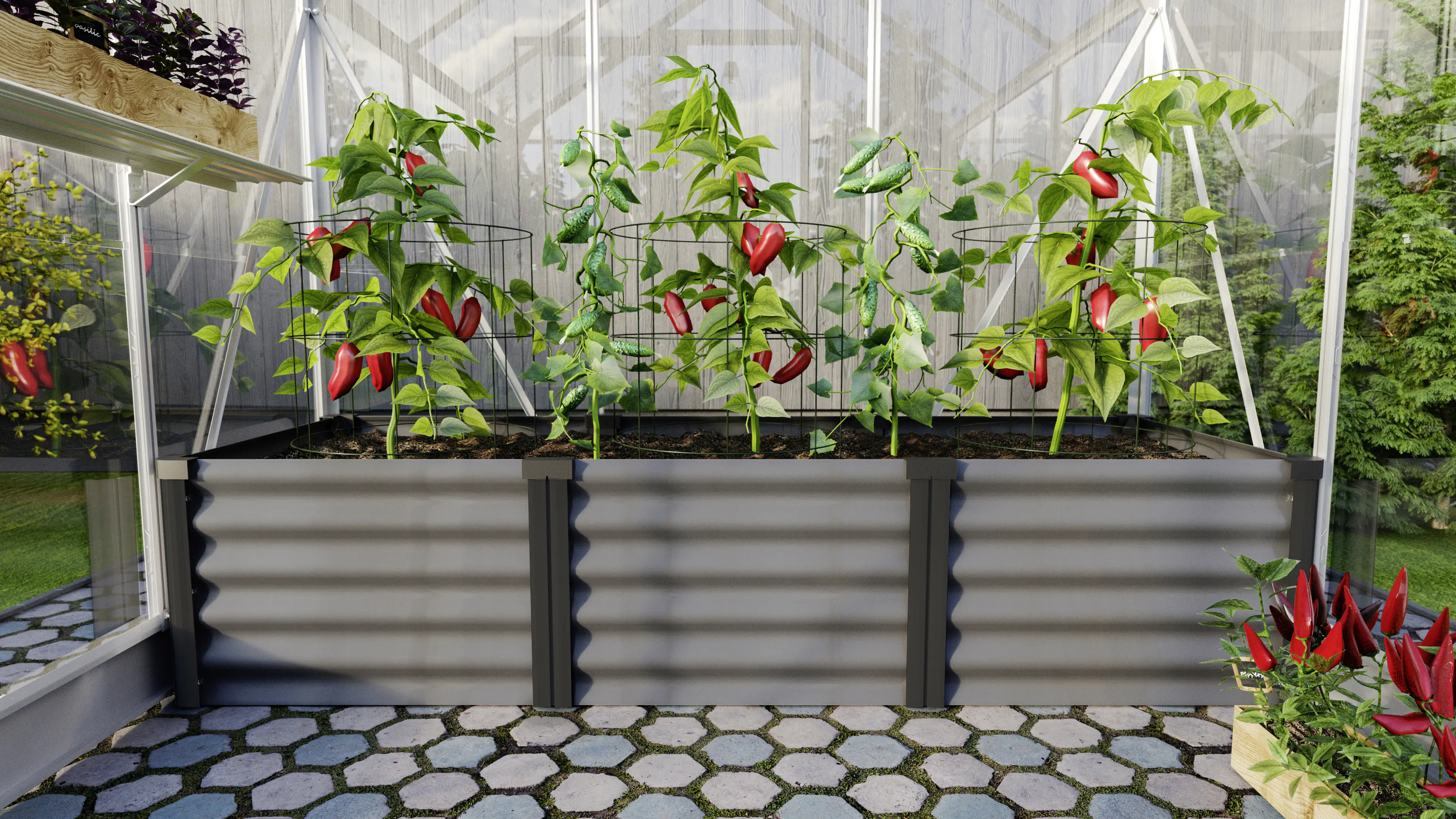 4005717228347 Vitavia Hochbeet Meta 65 x 185 x 40 cm granit schwarz