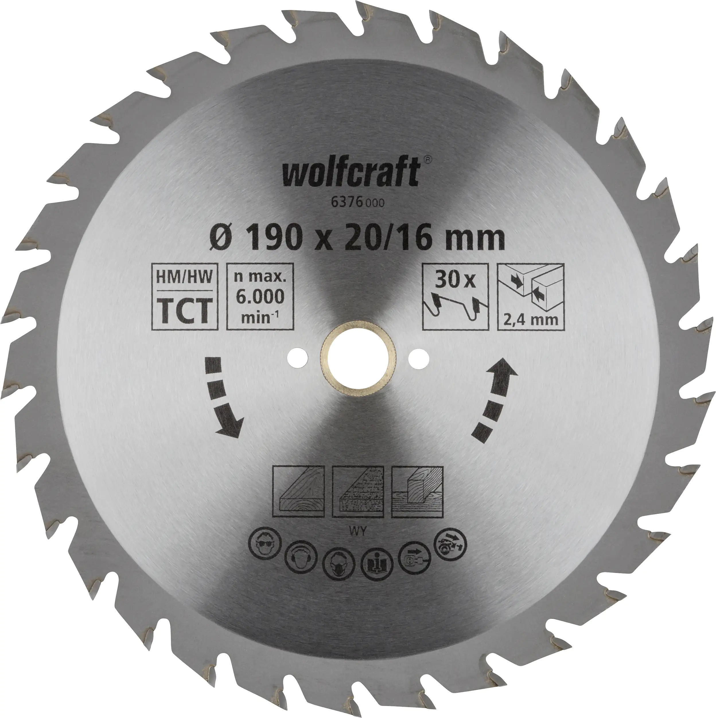 Wolfcraft Kreissägeblatt Bohrung Ø 190 Bohrung Ø 20 mm 20 Zähne