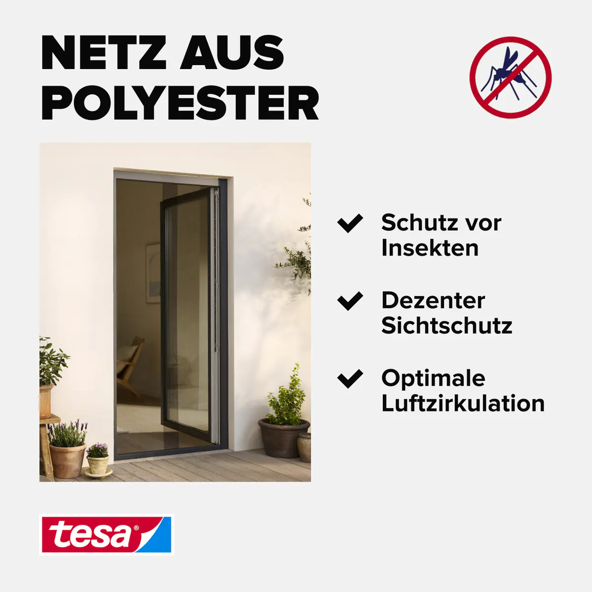 tesa Insektenschutz-Klettbandsystem 2 x (0,65 m x 2,5 m) weiß