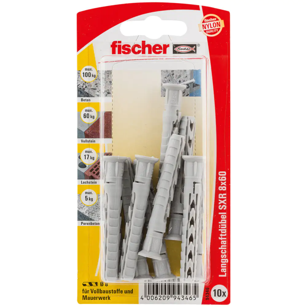 Fischer Langschaftdübel SXR 8.0 x 60 mm - 10 Stück