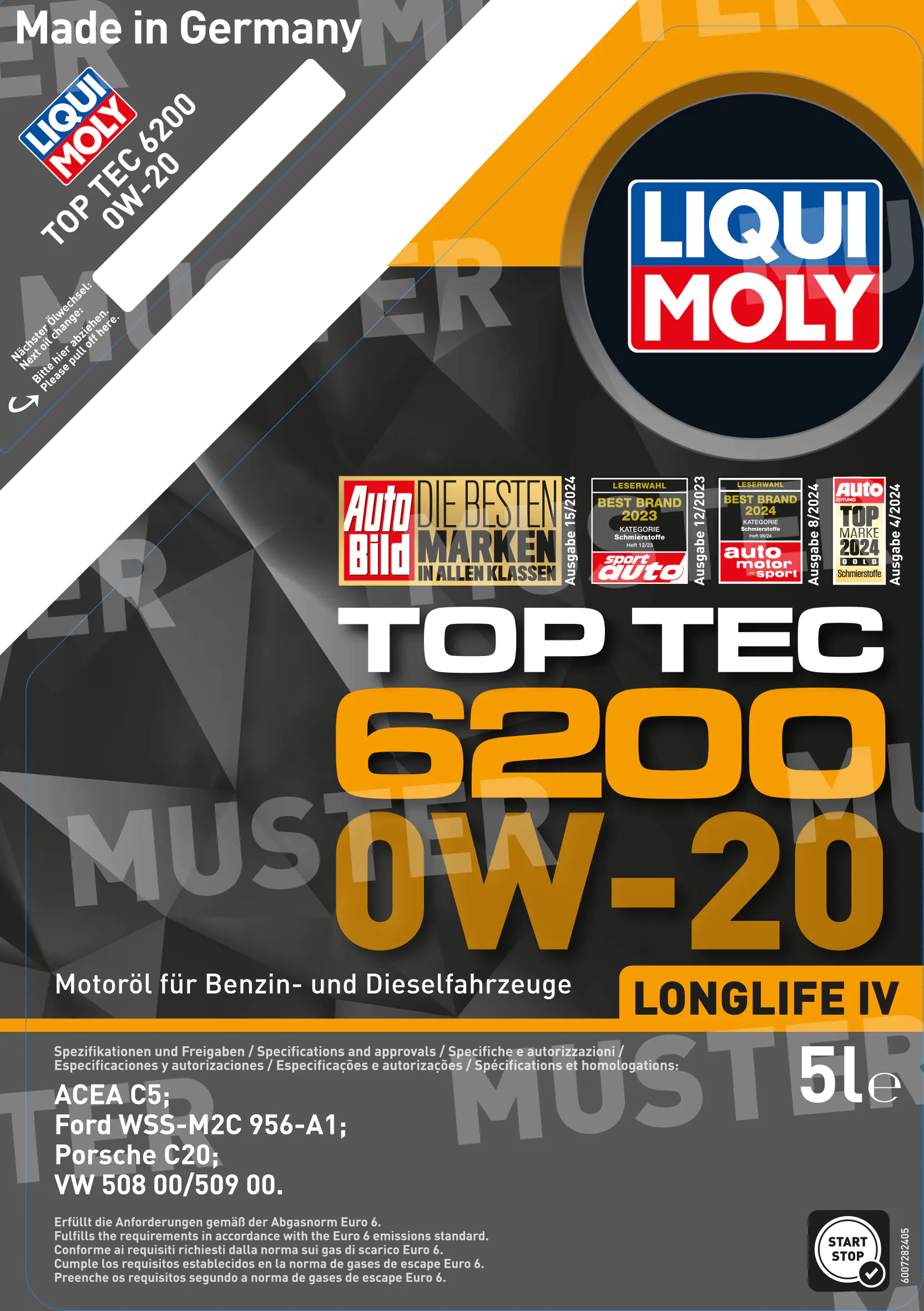 Liqui Moly Motoröl Top Tec 6200 0W-20 5 L