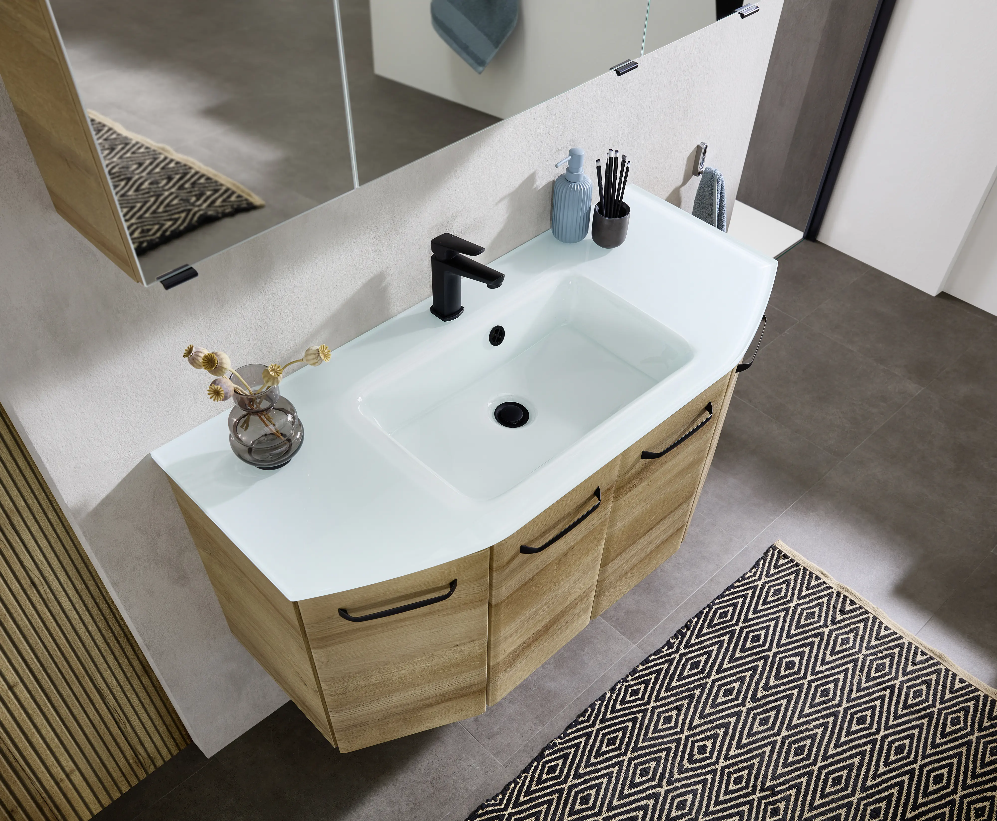 Pelipal Badmöbel-Set Aachen Riviera Eiche 112 cm