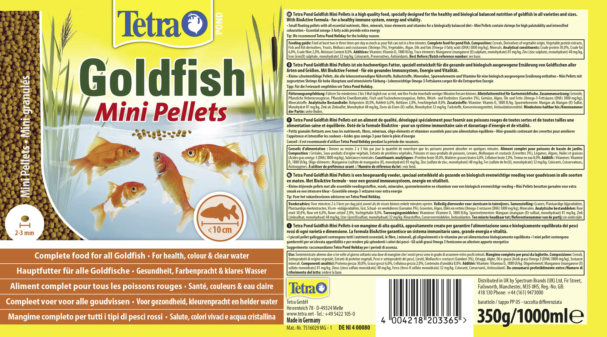 Tetra Pond Goldfish Mini Pellets 1 L Tetra Pond Goldfish Mini Pellets 1 L