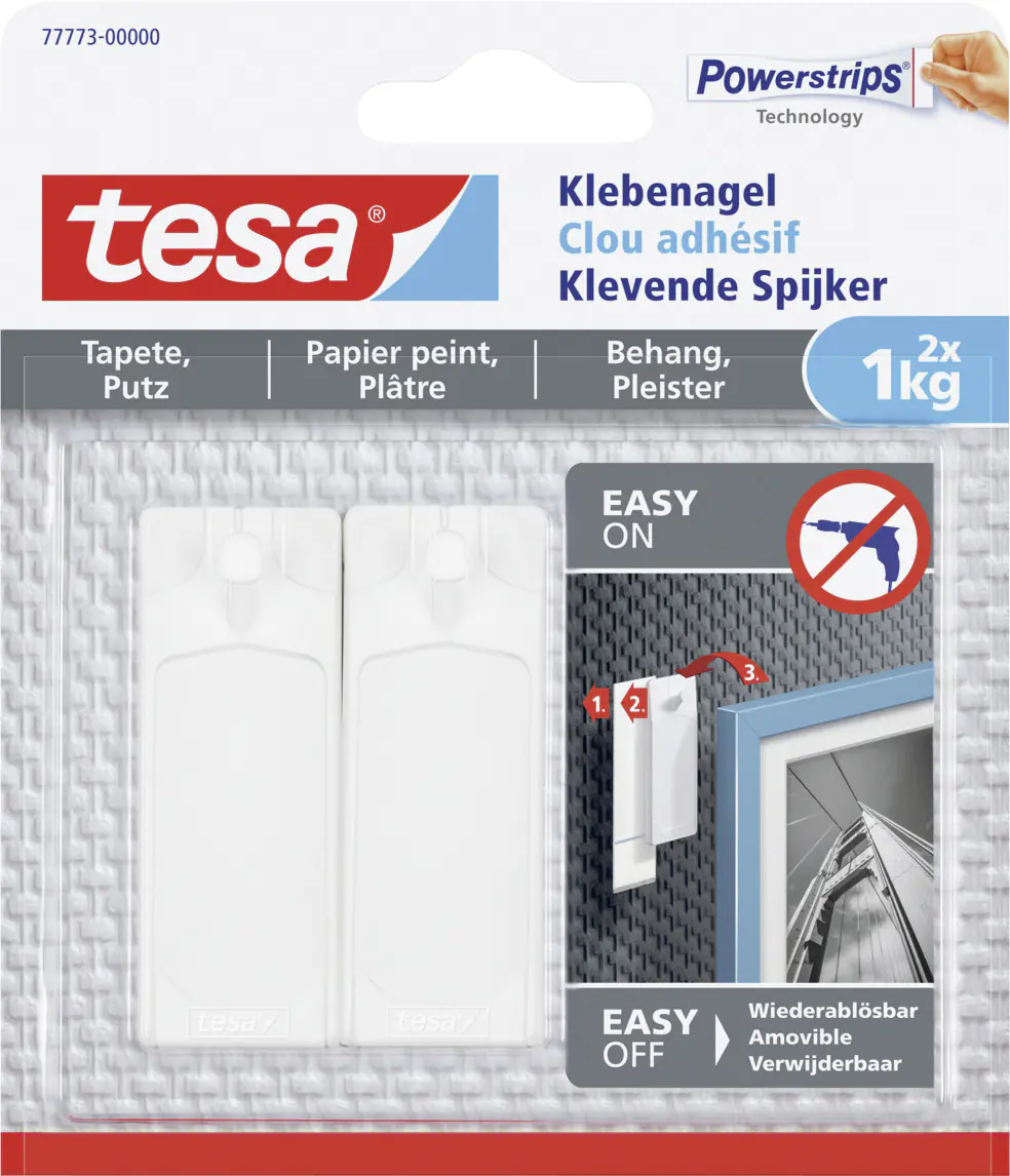 tesa Klebenagel Traglast 1 kg, 2 Stück