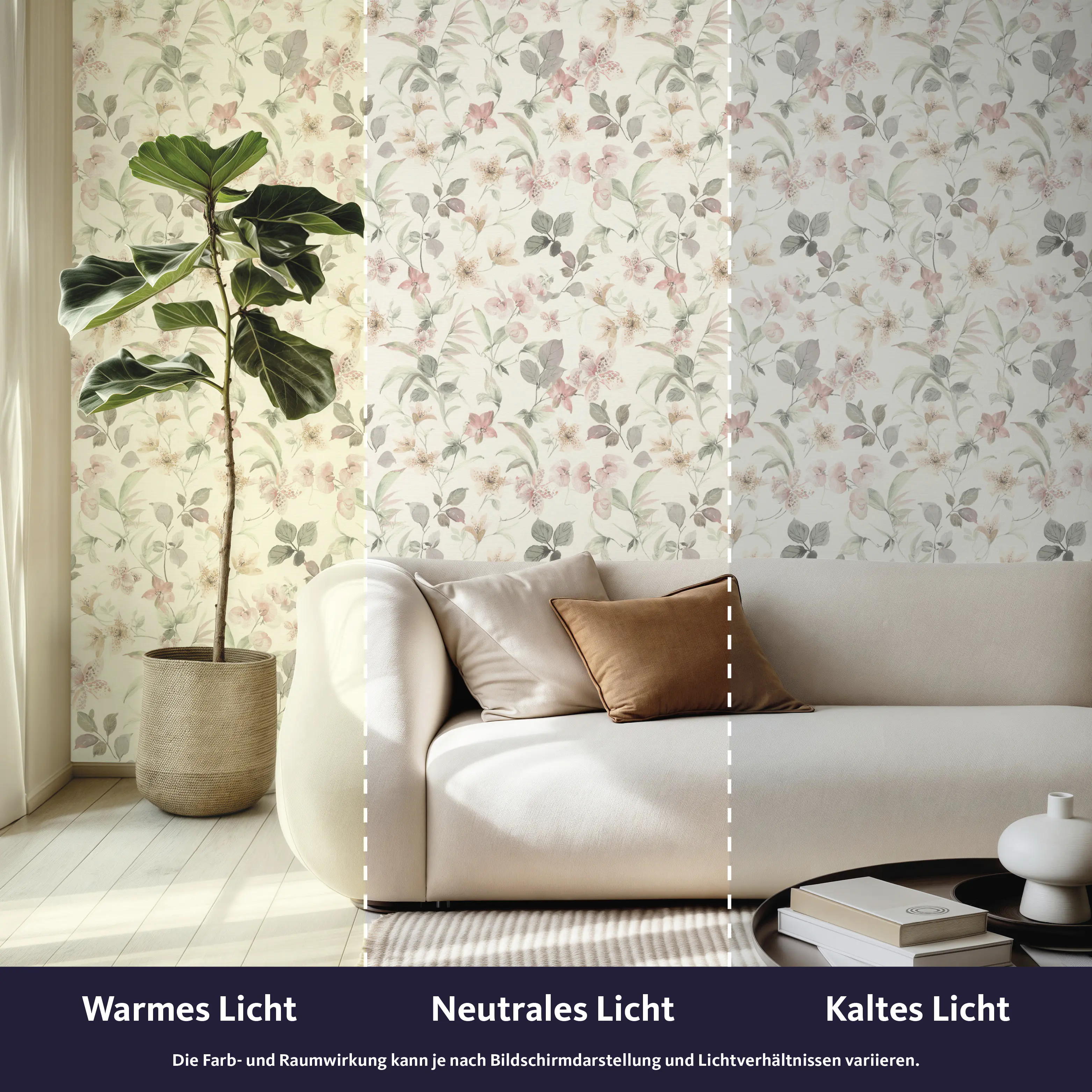 Tesa x Rasch selbstklebende Tapete Lumina Pflanzen Blüten Blätter mehrfarbig 6 x 0,53 m