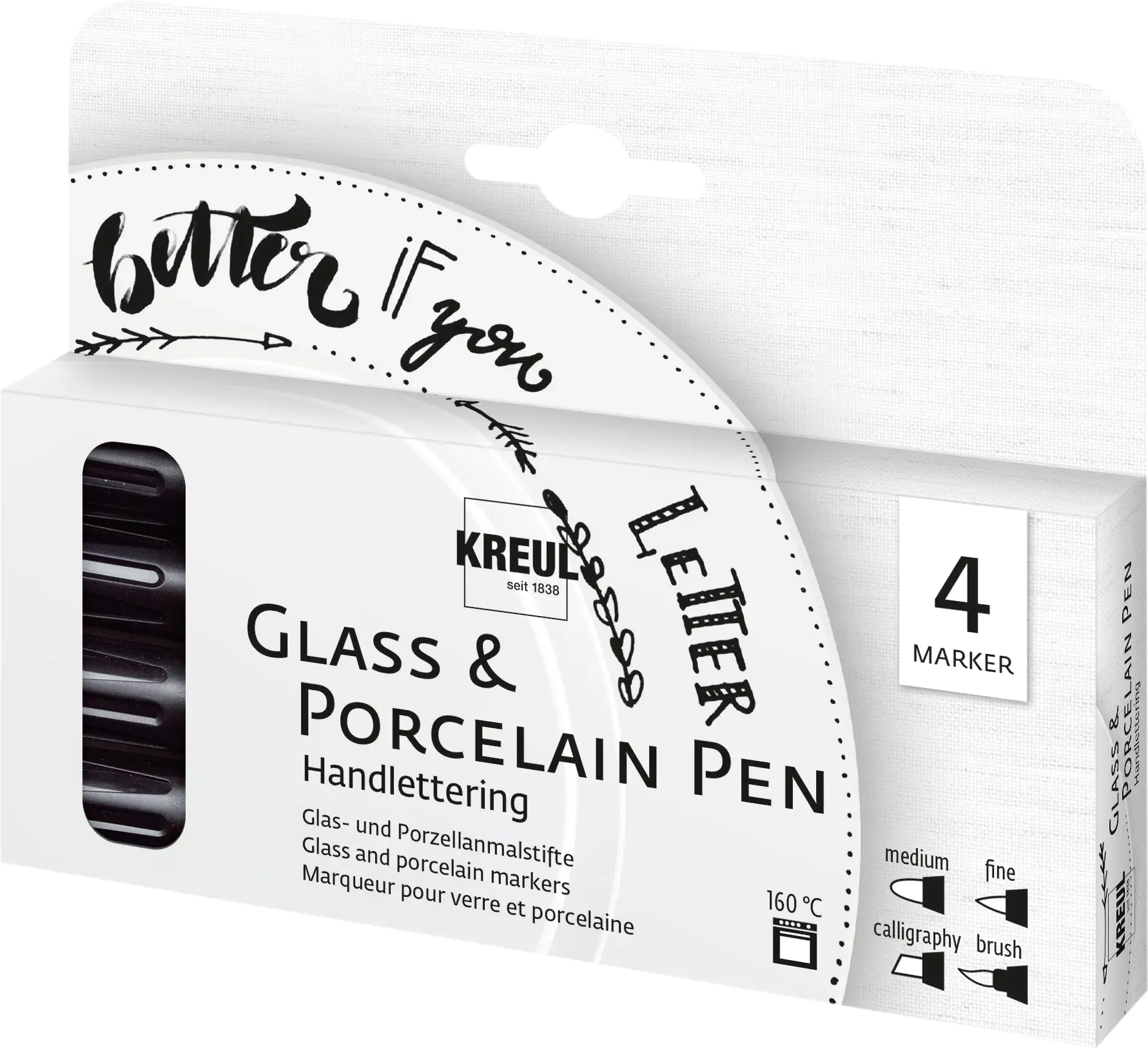 Kreul Glass & Porcelain Pen 4er Set Handlettering