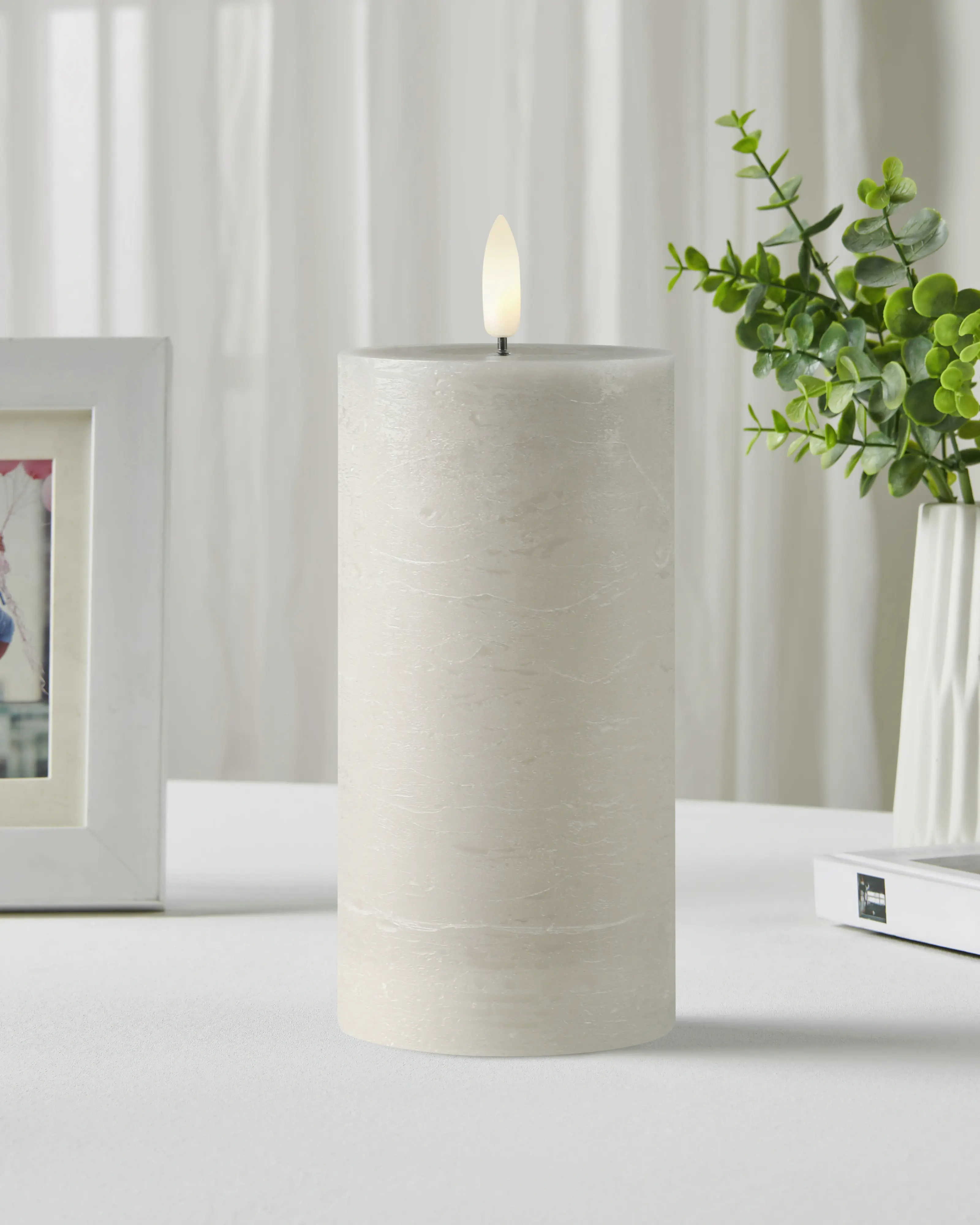 Eglo LED Kerze Leskino warmweiß 15 x Ø 7,5 cm taupe 