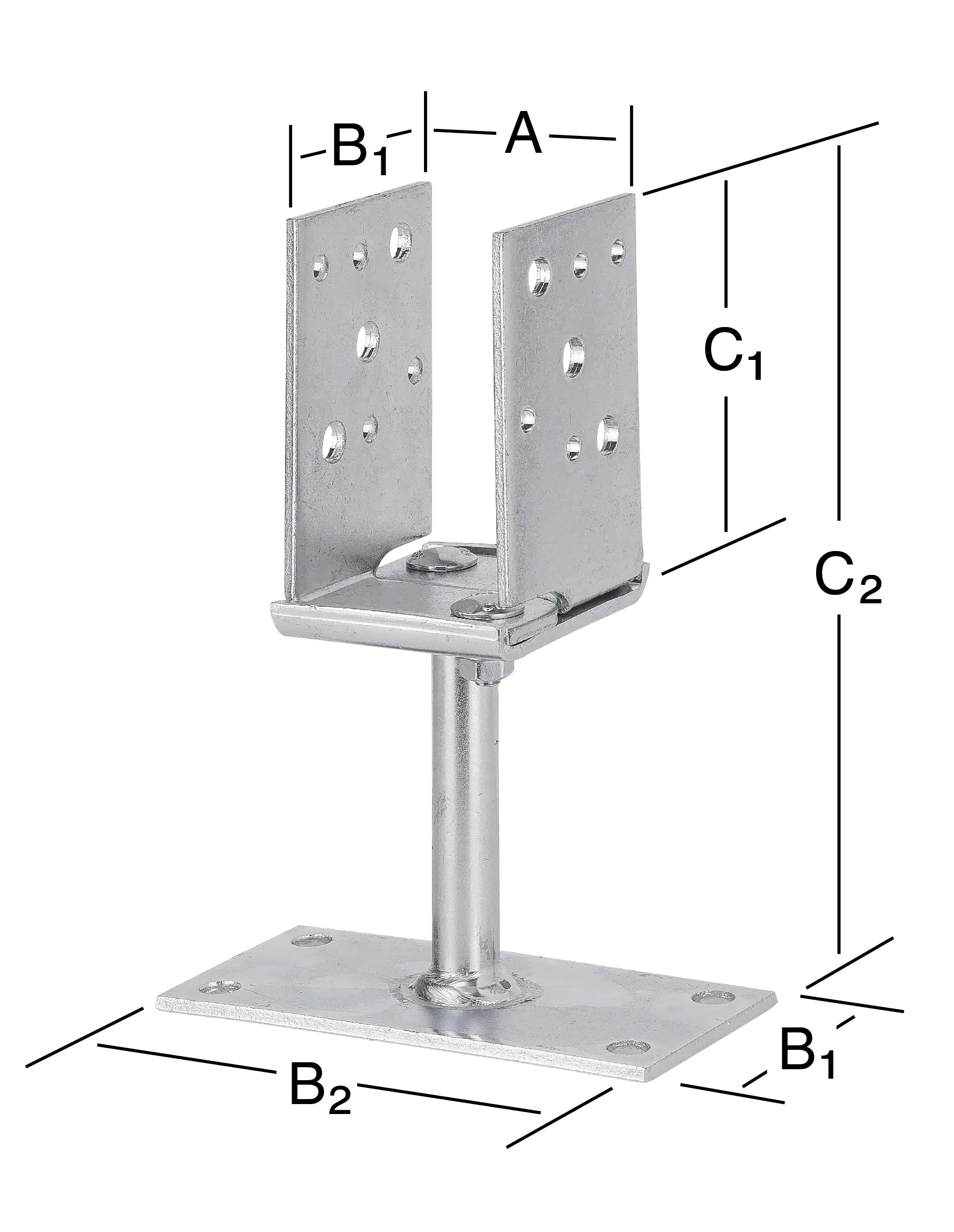 Vormann Verstellbare Stützenschuhe verzinkt 60-140 x 70/150 x 115/215 mm