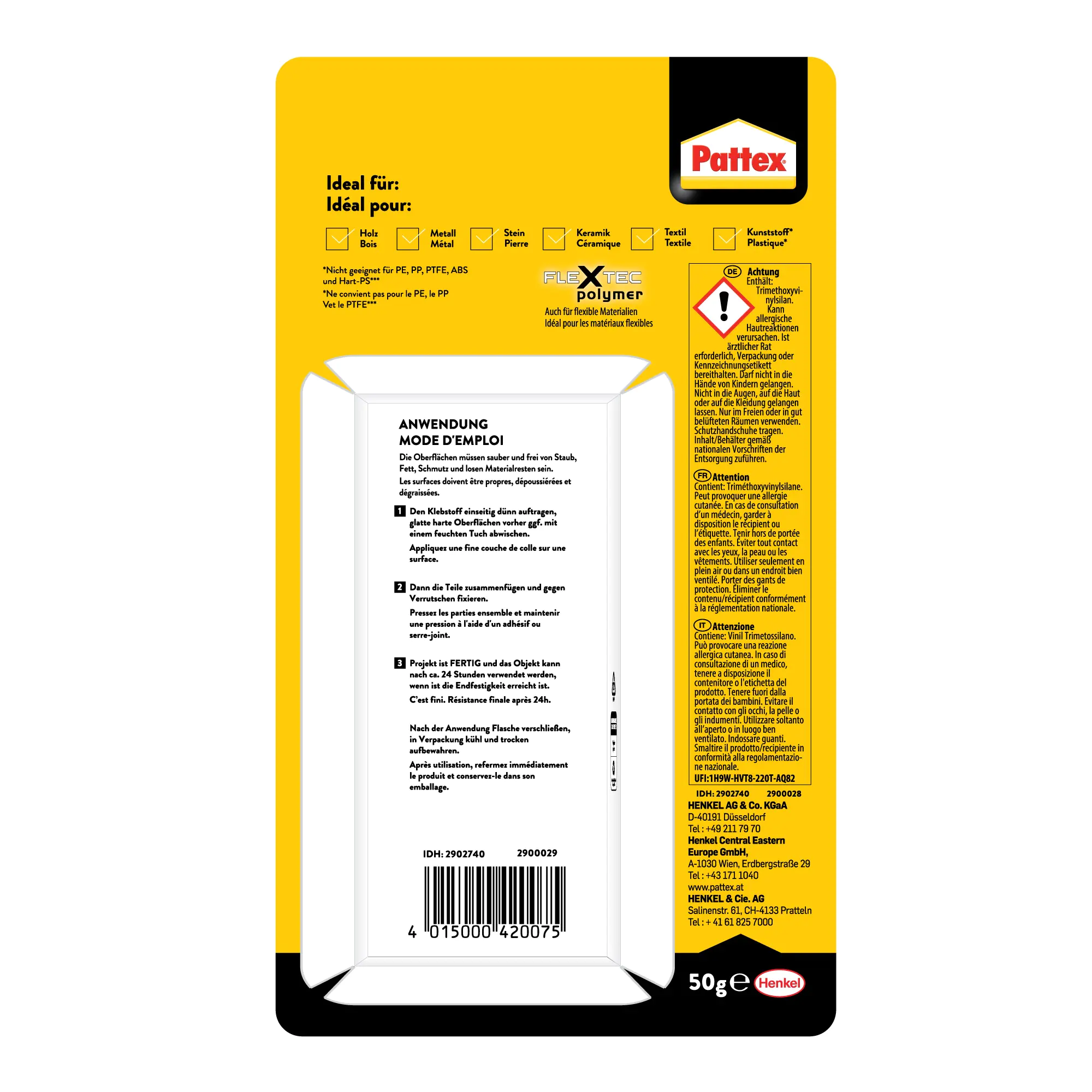 Pattex Alleskleber 100 % Repair transparent 50 g Flasche