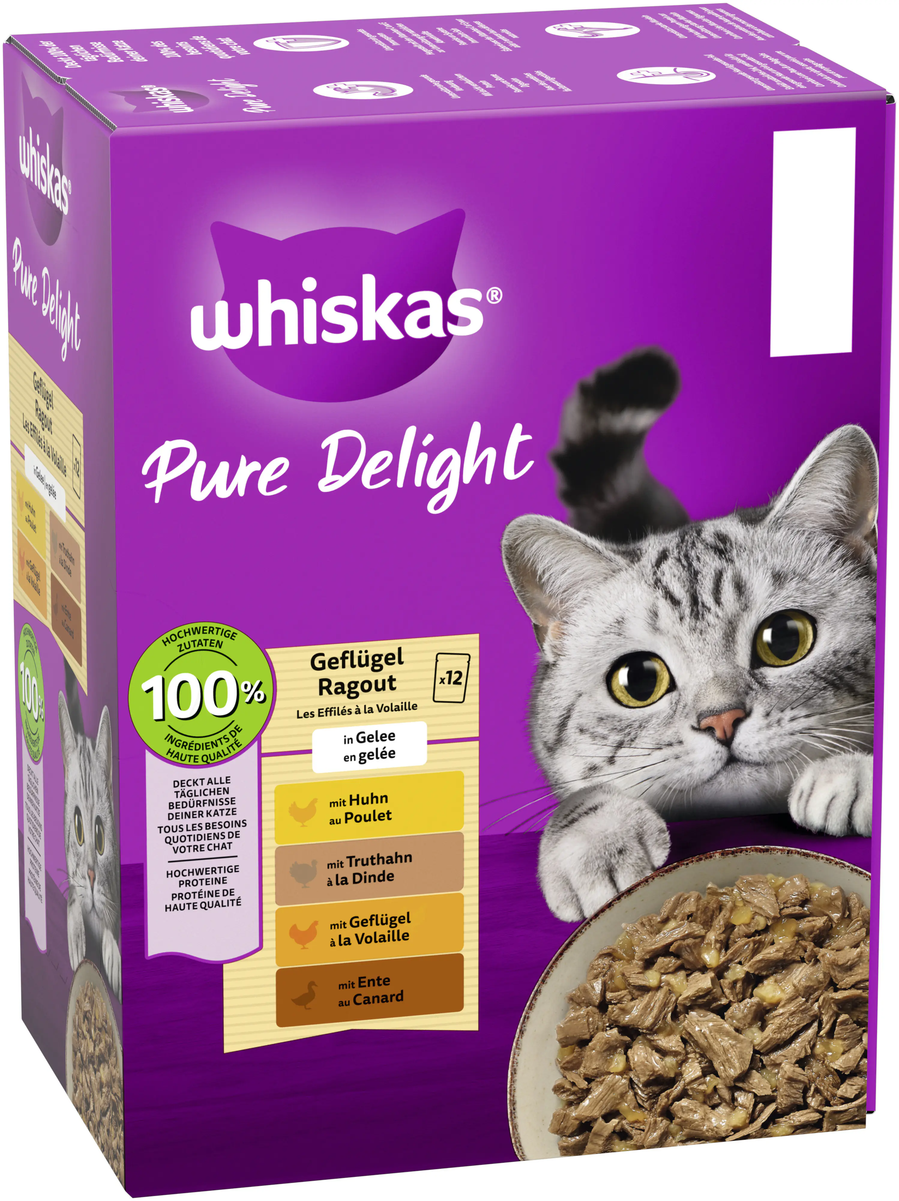 Whiskas Multipack Pure Delight Geflügelragout Katzenfutter 12 x 85 g