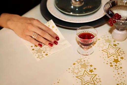 Duni Tischläufer holiday star cream 0,4 x 4,8 m