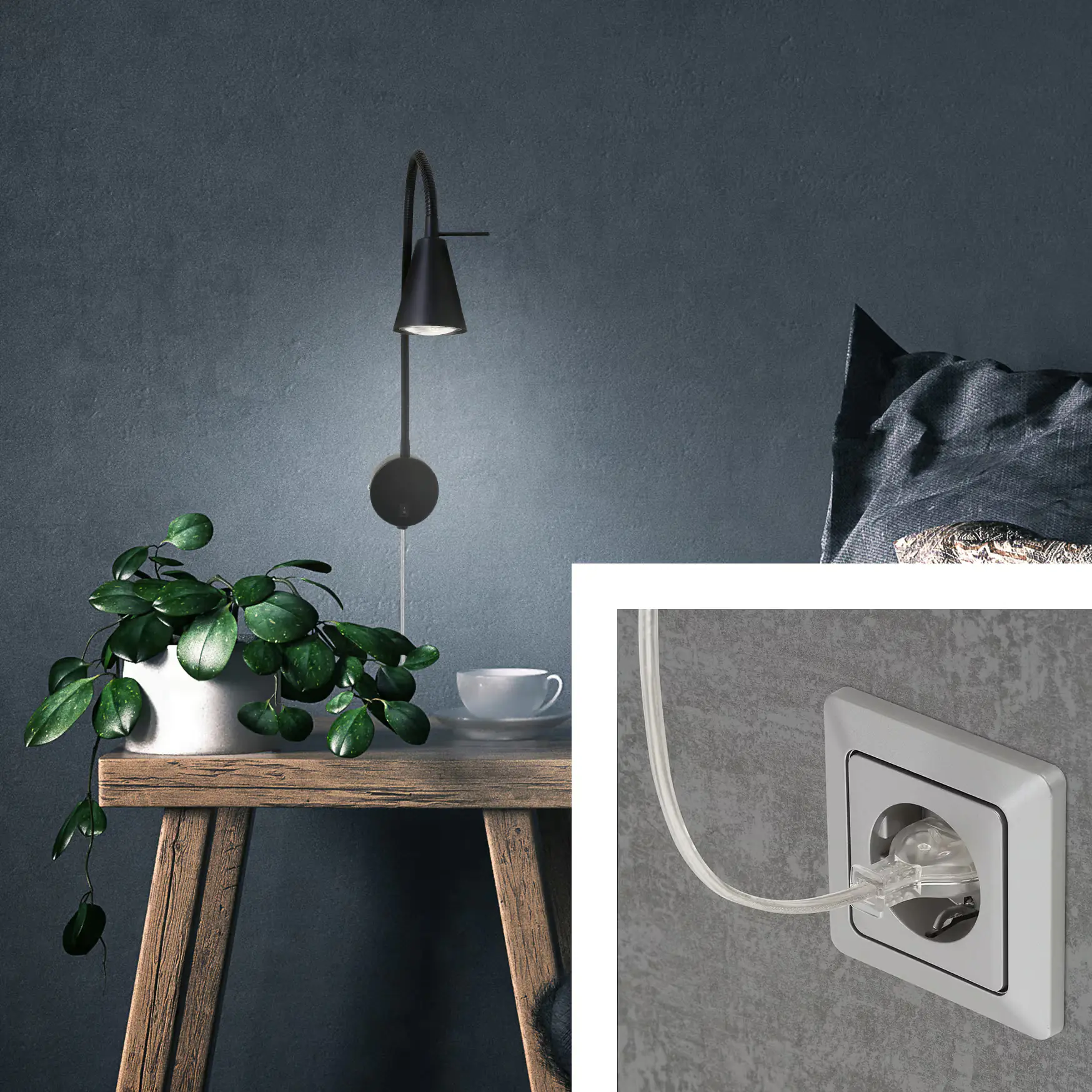 Briloner LED Wandleuchte Tusa schwarz 5W, warmweiß