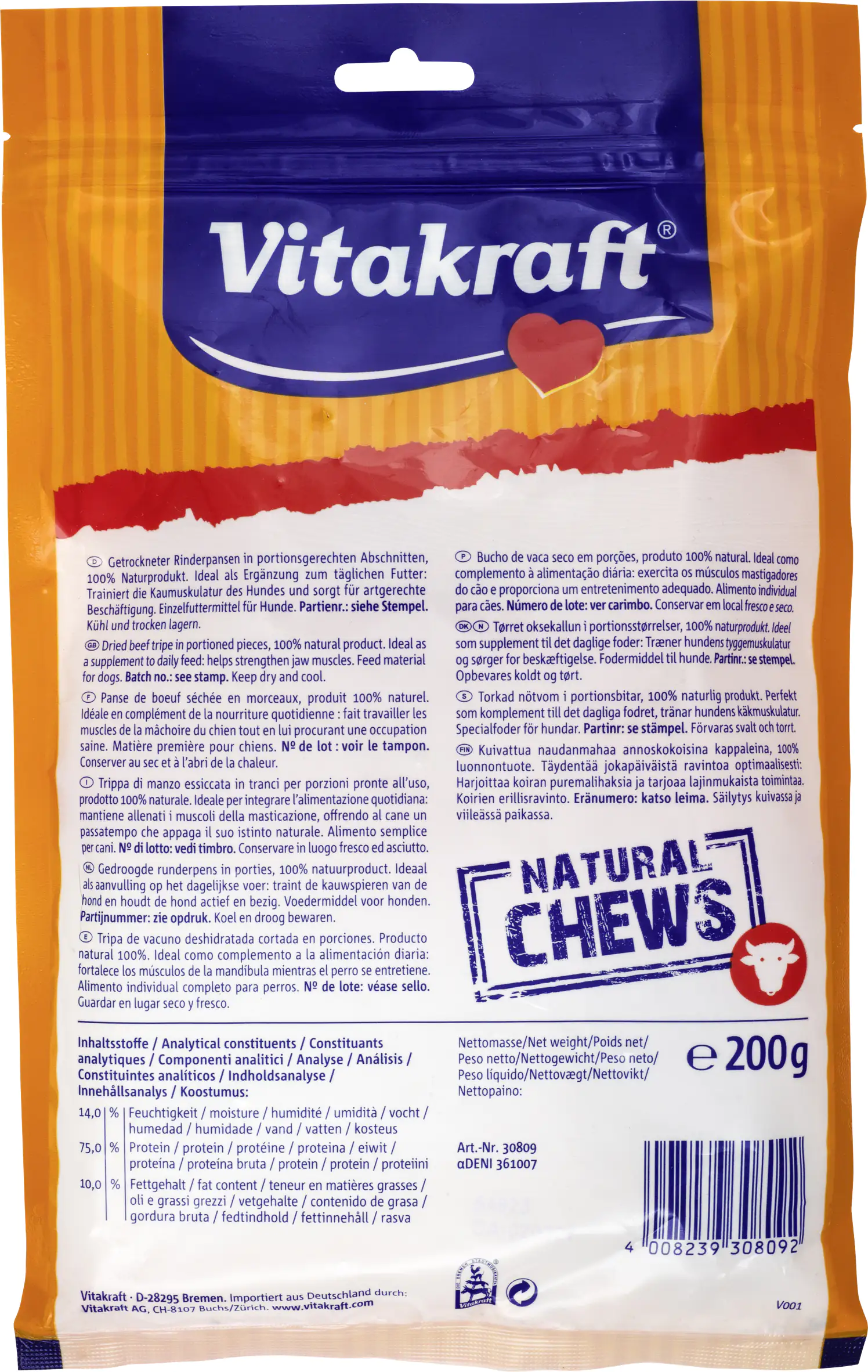 Vitakraft NaturalChews Rinderpansen 200 g Vitakraft NaturalChews Rinderpansen 200 g