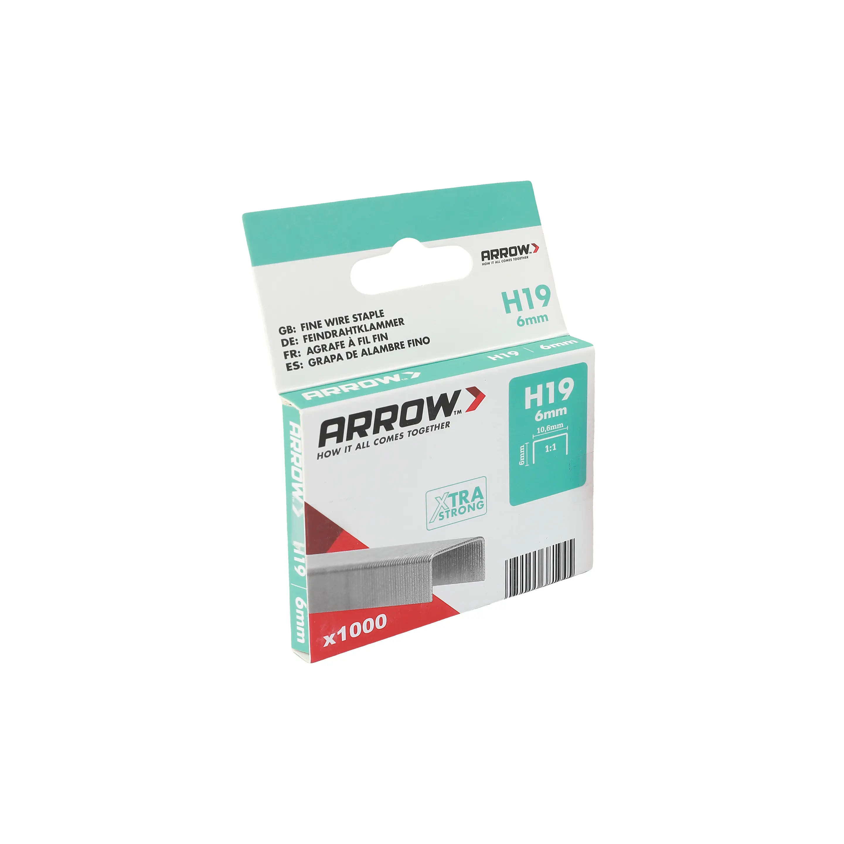 Arrow Tackerklammer Feindraht H19 6 mm Stoff & Gewebe 1000 Stück