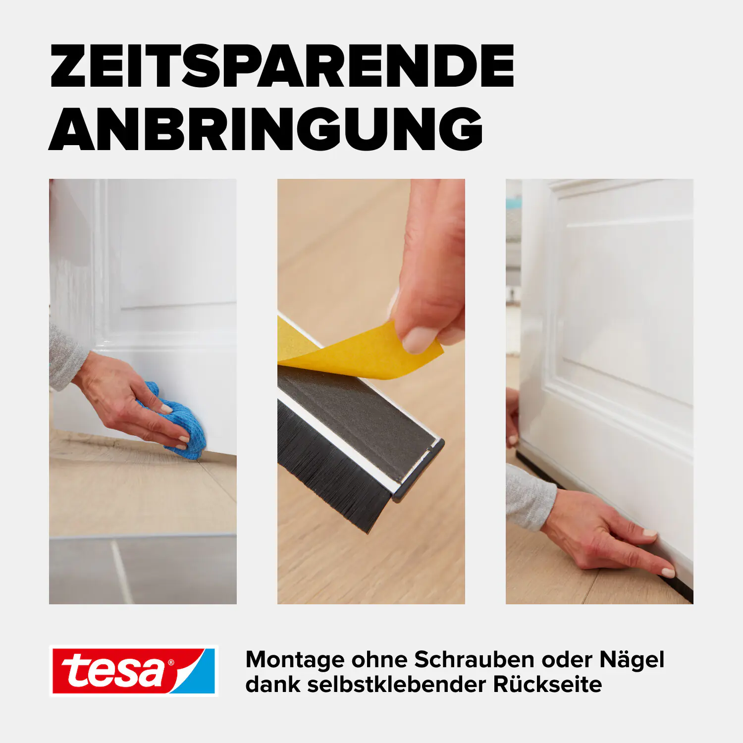 tesa Moll Türdichtschiene weiß, für unebene Böden, für Spalten bis 15 mm