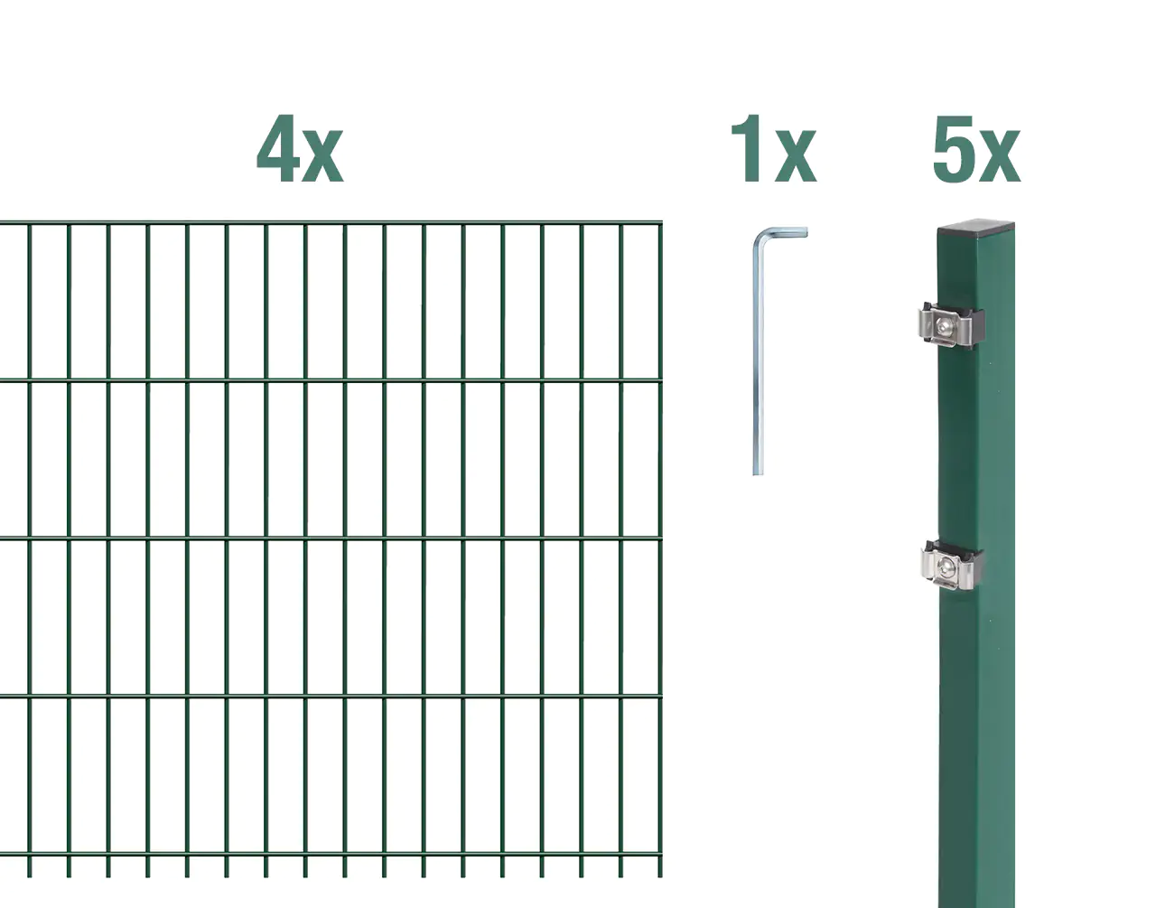 Alberts Doppelstabmatten-Grundset 10 m 250 x 143 cm 6/5/6 grün