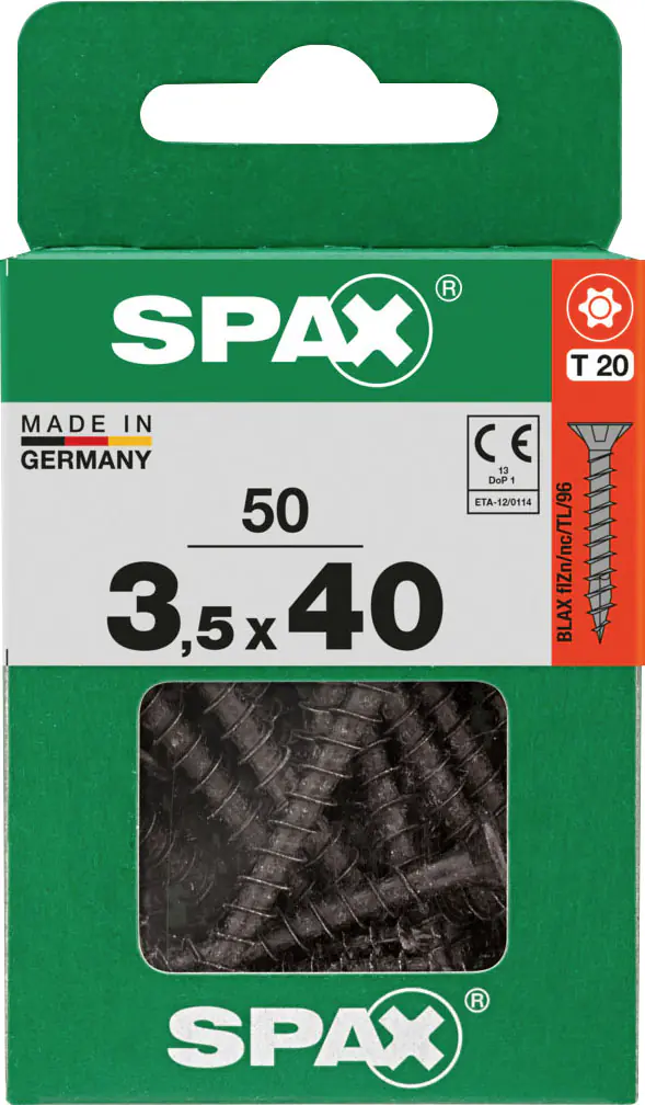 Spax Universalschrauben 3,5 x 40 mm T20 Vollgewinde - 50 Stk. 