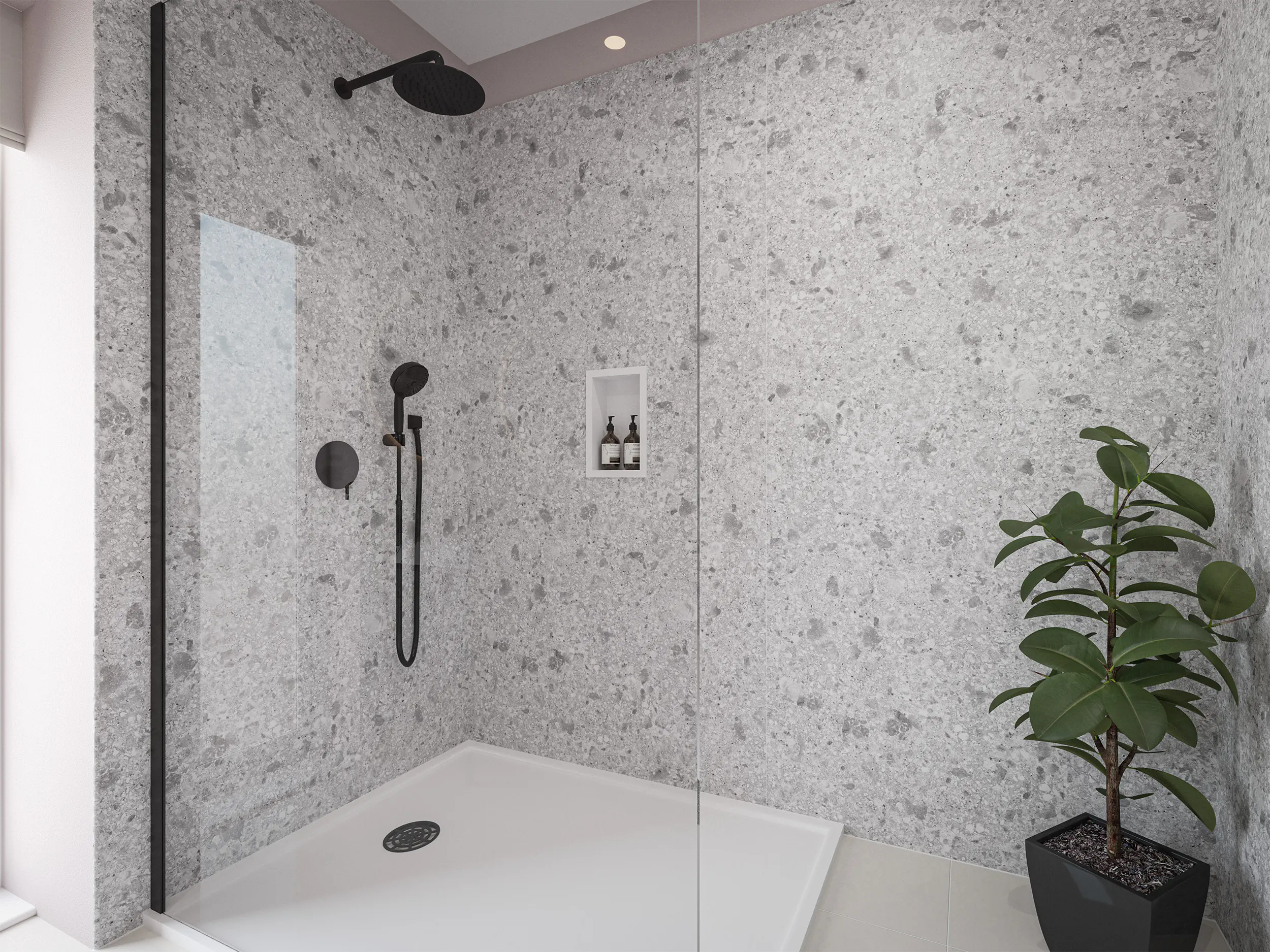 Wetwall Elite Wandpaneel  Terrazzo White 60 x 242 cm mit Nut & Feder