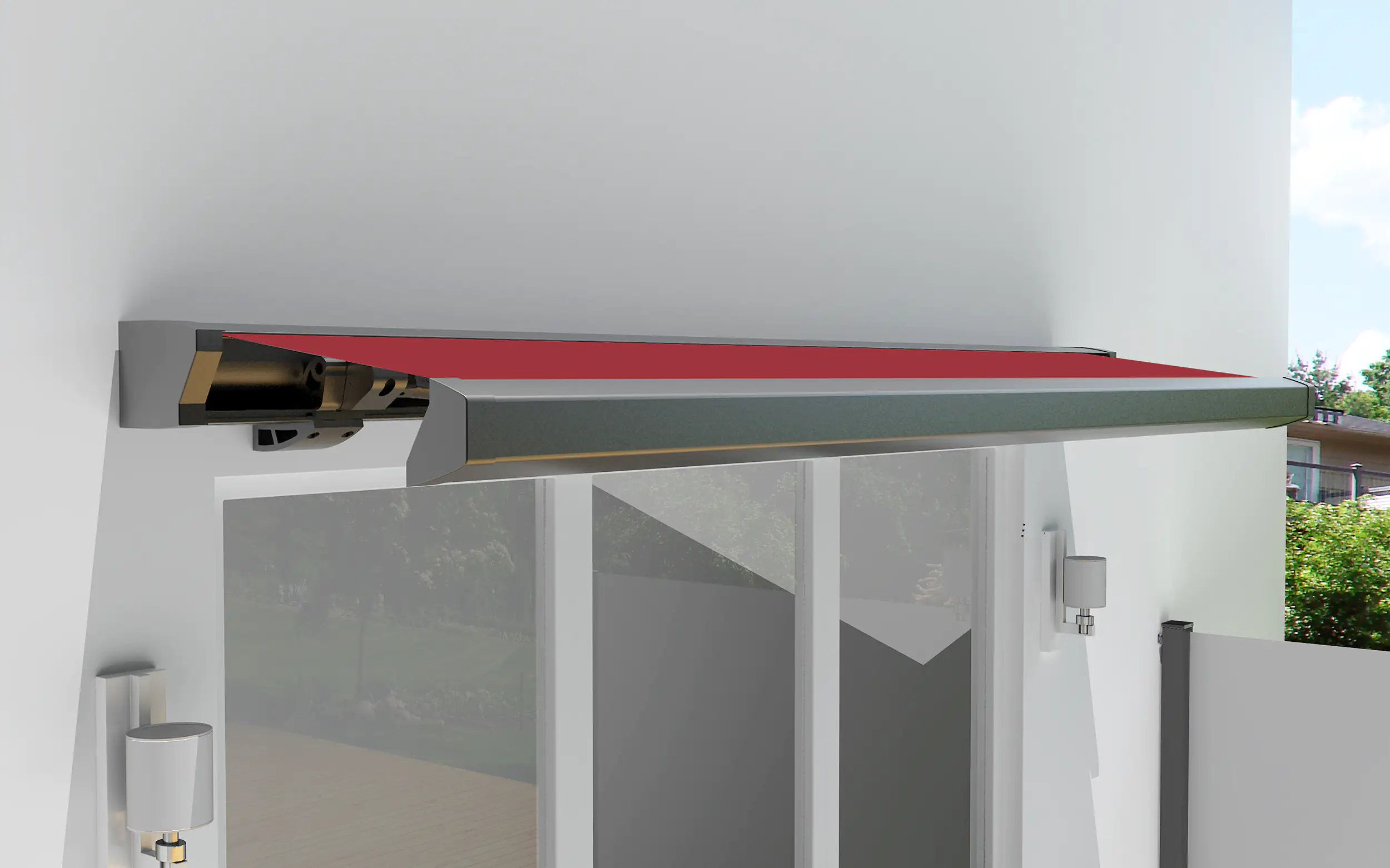 Primaster Kassetten-Markise 3,5 x 3 m elektrisch rot Primaster Kassetten-Markise 3,5 x 3 m elektrisch rot