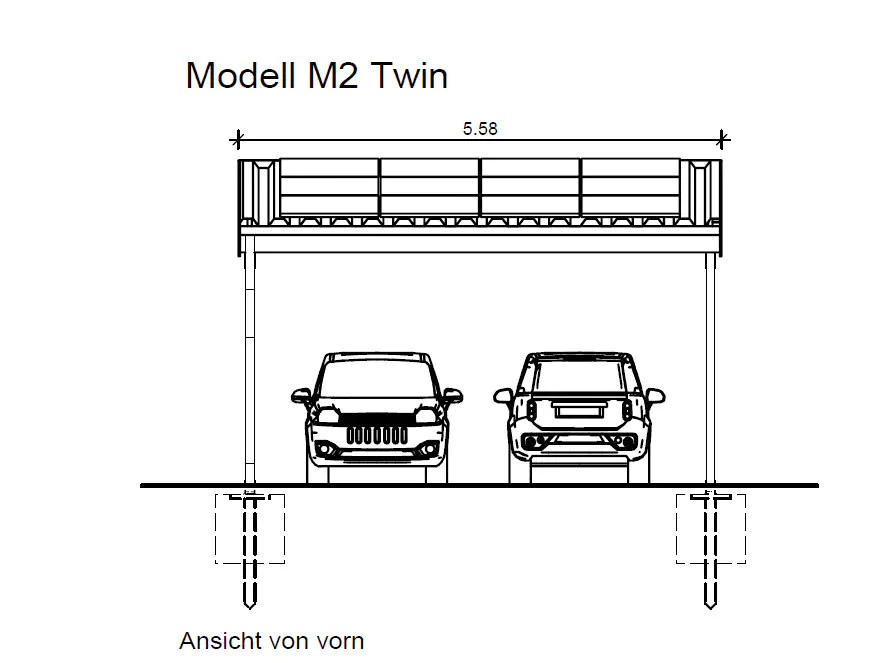 Sunlit Twin Solar Carport 12 Solarmodule, 8,6 kWh Speicher, Wallbox