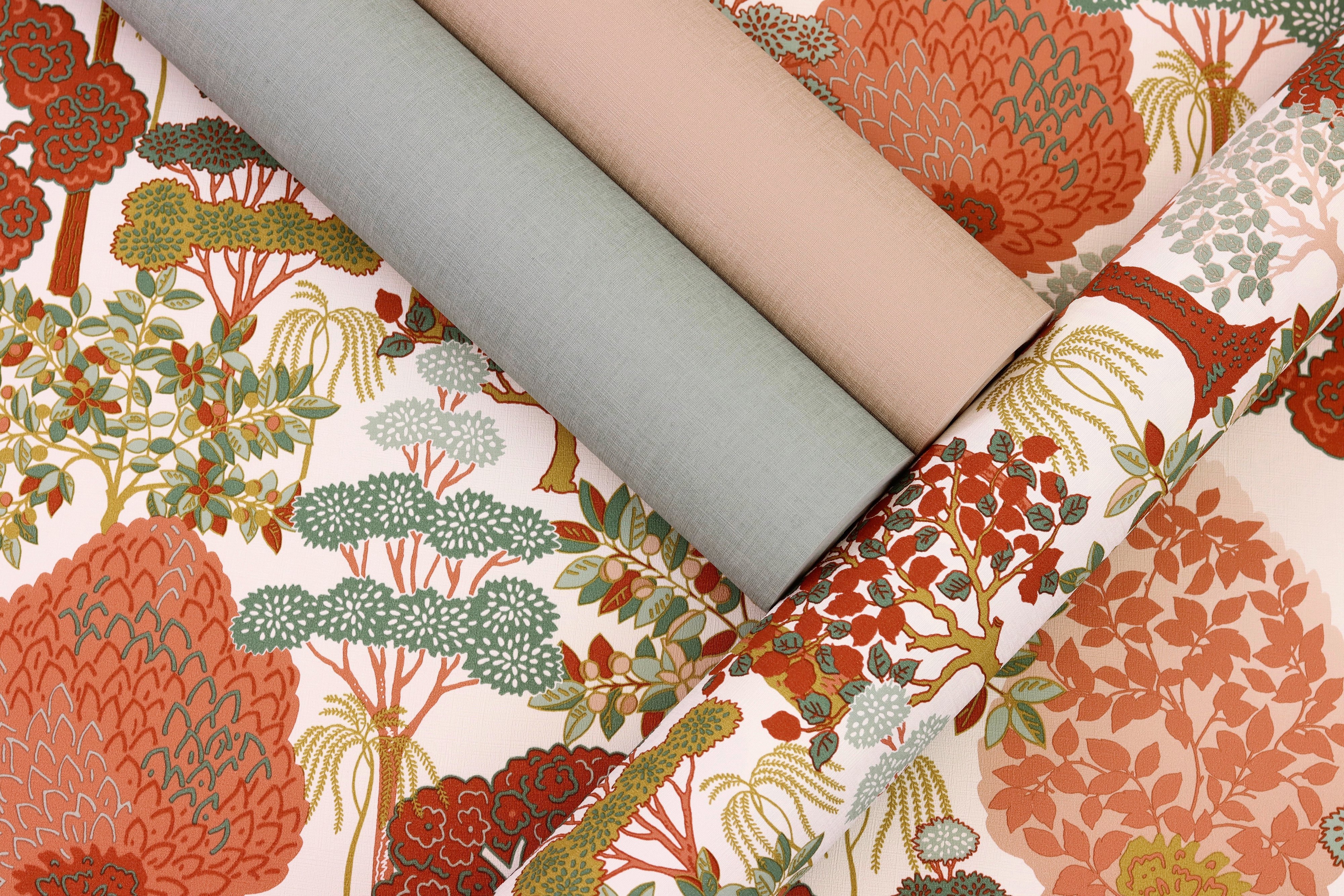 Rasch Vliestapete 690743 Selection, Textilstruktur grün, 10,05 x 0,53 m