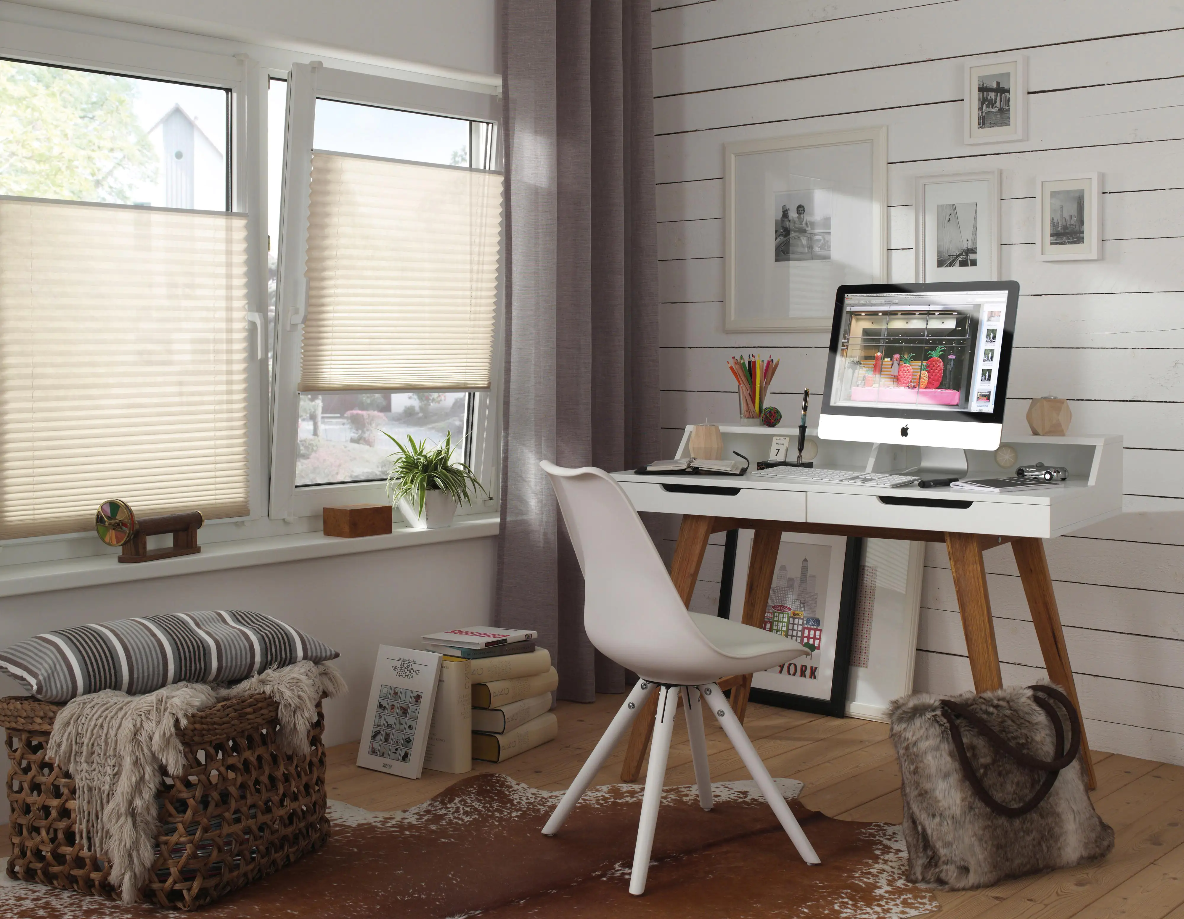 Gardinia EasyFix Plissee elfenbein 75 x 130 cm mit 2 Bedienschienen