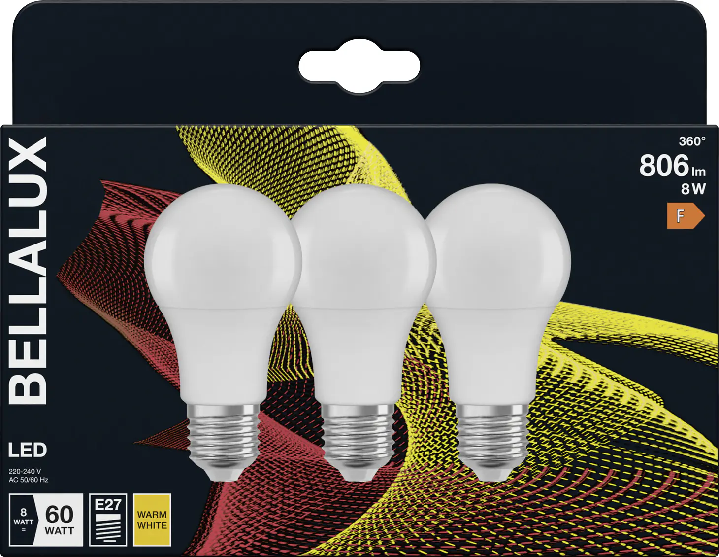 Bellalux LED Leuchtmittel Klassik A60 E27 8 W warmweiß weiß matt 3er Pack