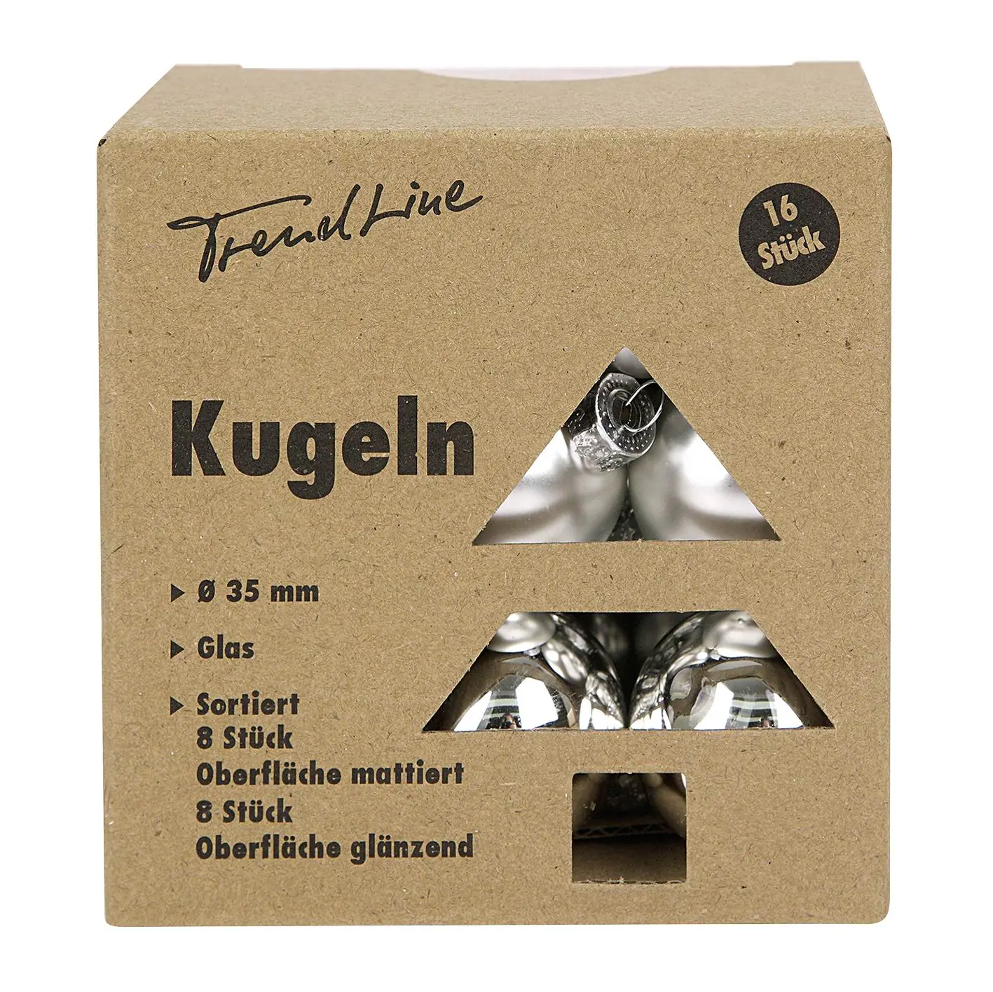 TrendLine Weihnachtskugeln aus Glas Ø 3,5 cm silber 16 Stück