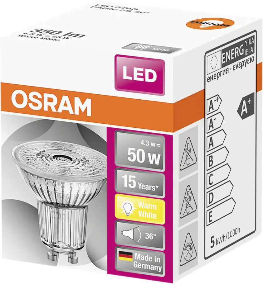 Osram LED Reflektor Star PAR16 50 GU10 4,3W warmweiß, klar