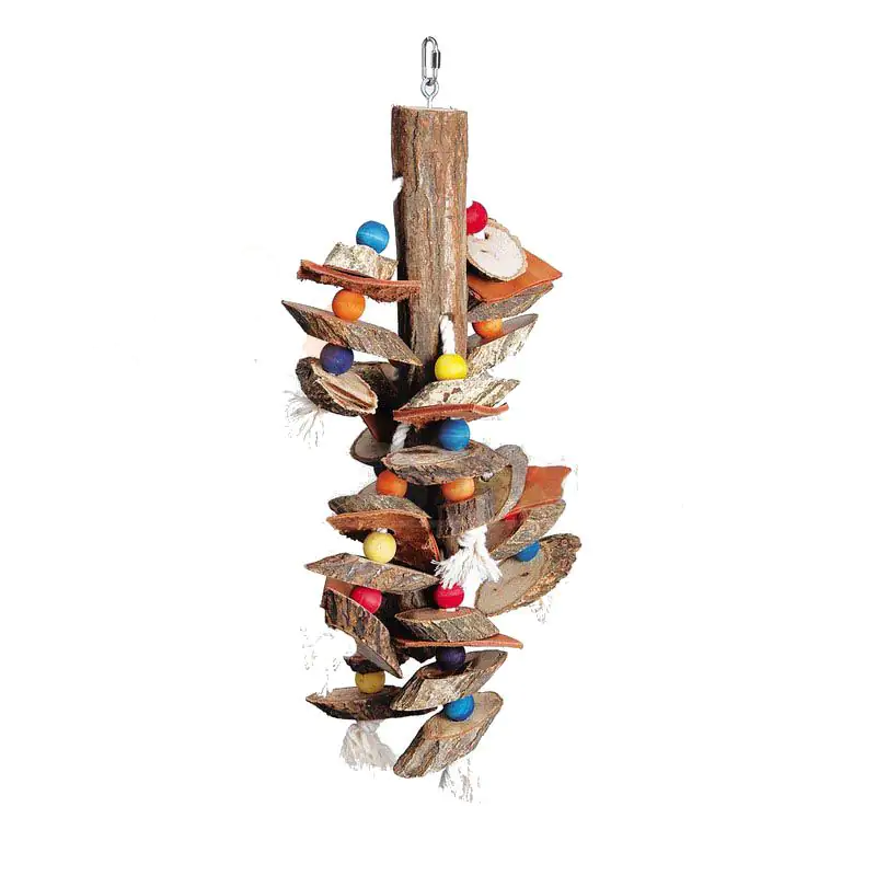 Ollesch Vogelspielzeug 53 cm Holz mit Kugeln und Seilen bunt