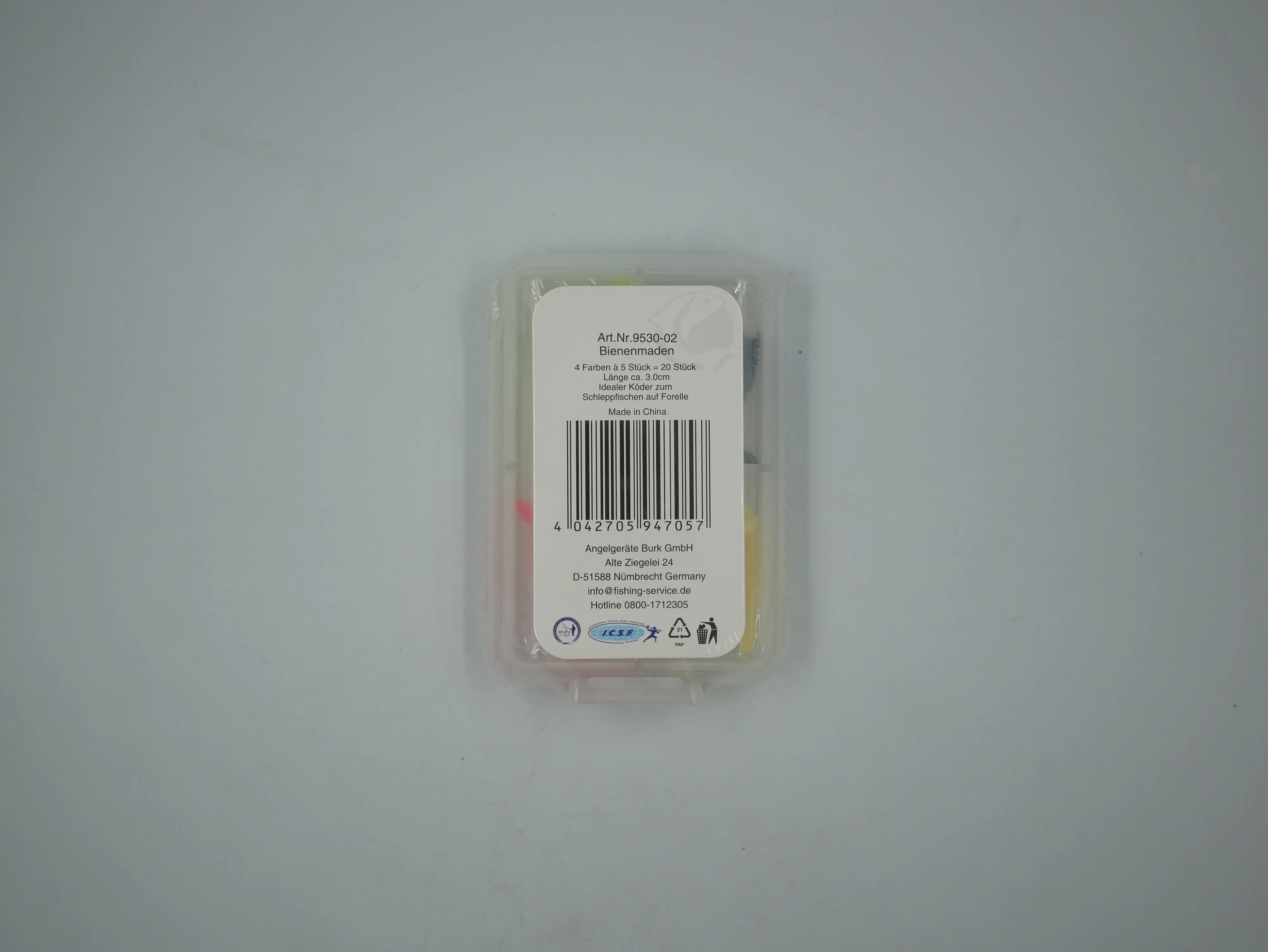 Paladin Angelköder 20 Gummibienenmaden L-Form in praktischer Transportbox