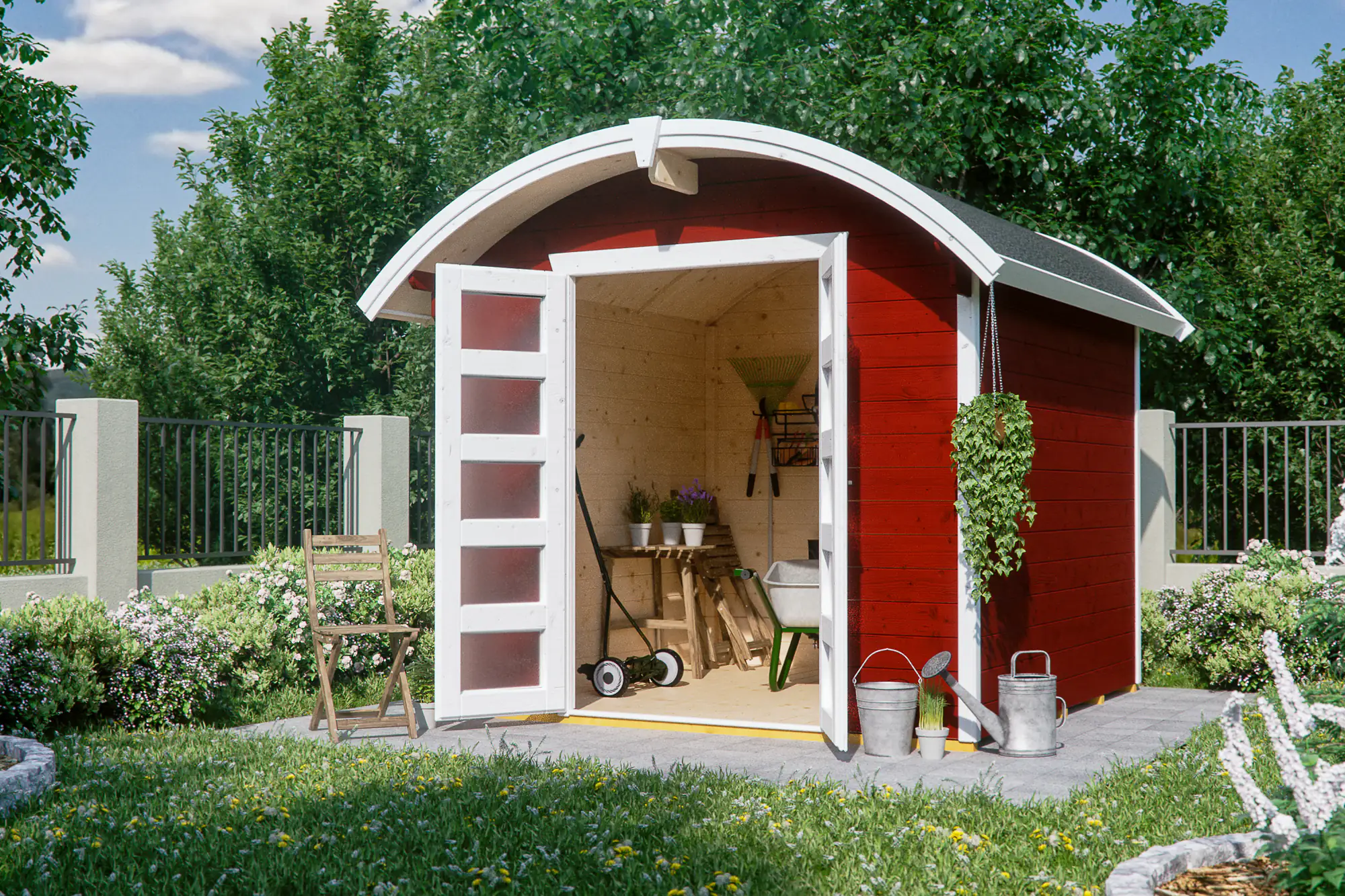 4018211028153 SKAN HOLZ Gartenhaus Delft 250 x 250 cm schwedenrot mit Fußboden
