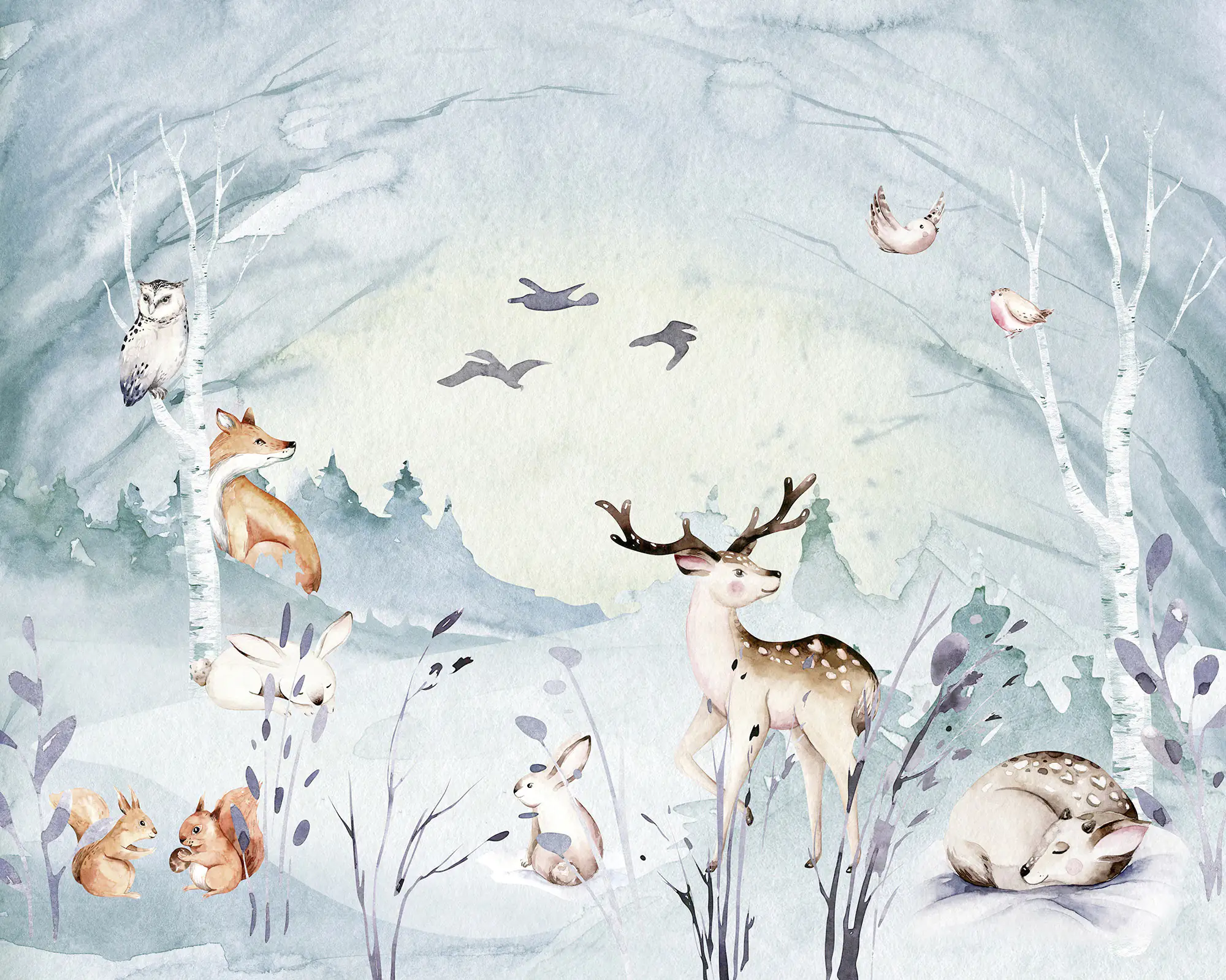 Komar Vlies Fototapete Animal Sleepover 350 x 280 cm Komar Vlies Fototapete Animal Sleepover 350 x 280 cm