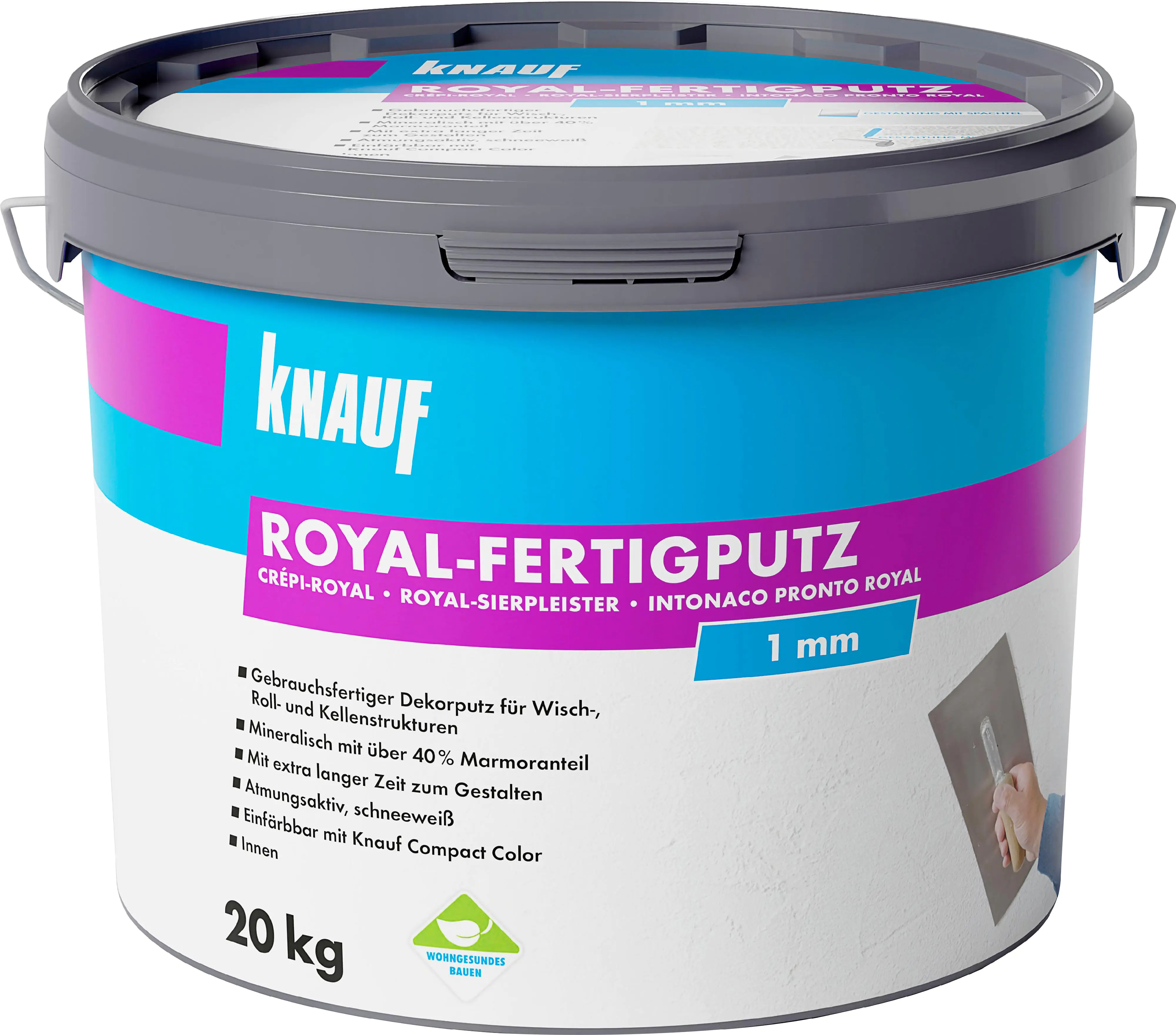 Knauf Royal-Fertigputz 20 kg 1,0 mm Körnung schneeweiß Knauf Royal-Fertigputz 20 kg 1,0 mm Körnung schneeweiß
