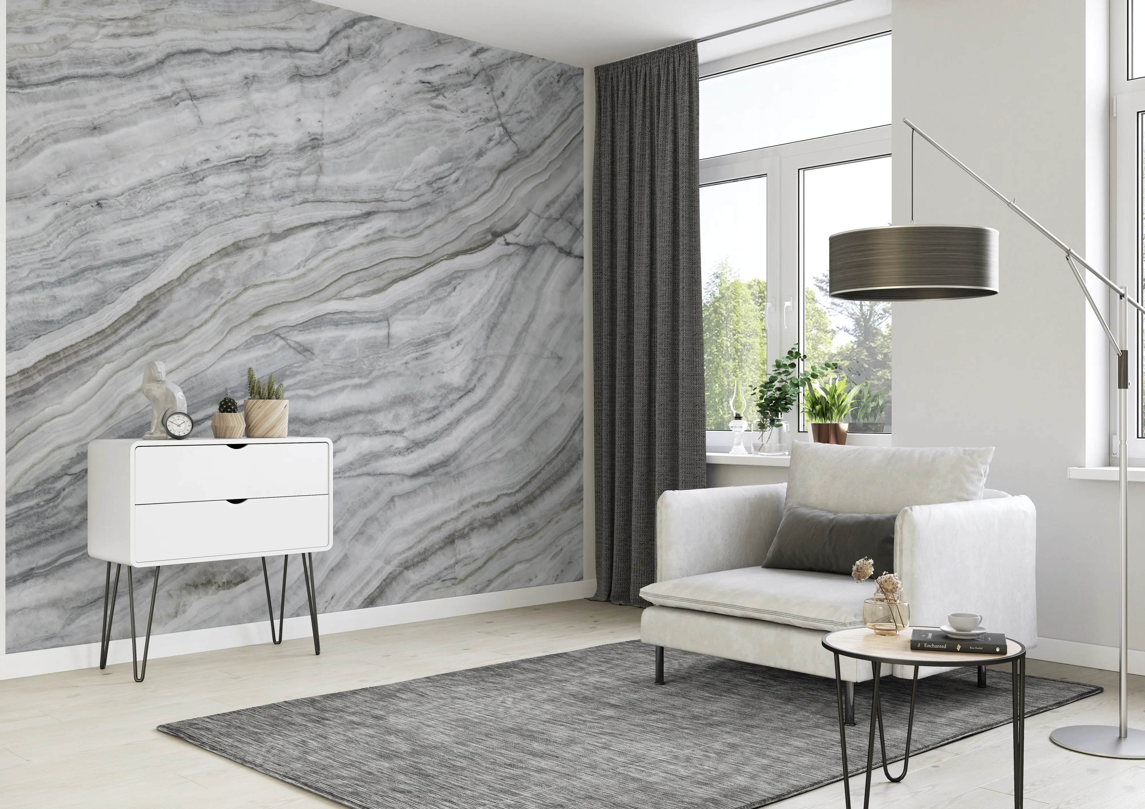 Rasch Vlies Fototapete 364538 Grau-Mittelgrau Muster & Motive 3 m x 3,18 m