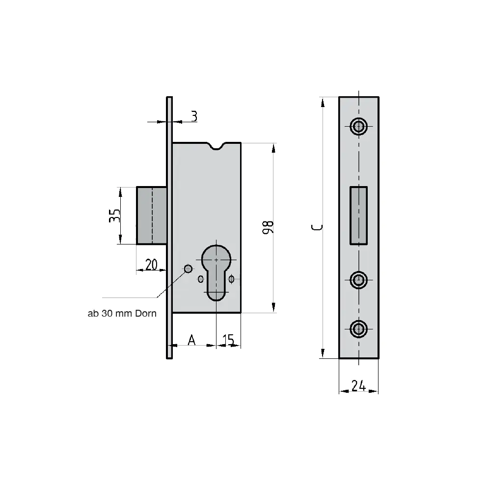 Basi Einsteckschloss ES 987 PZW rechts / links