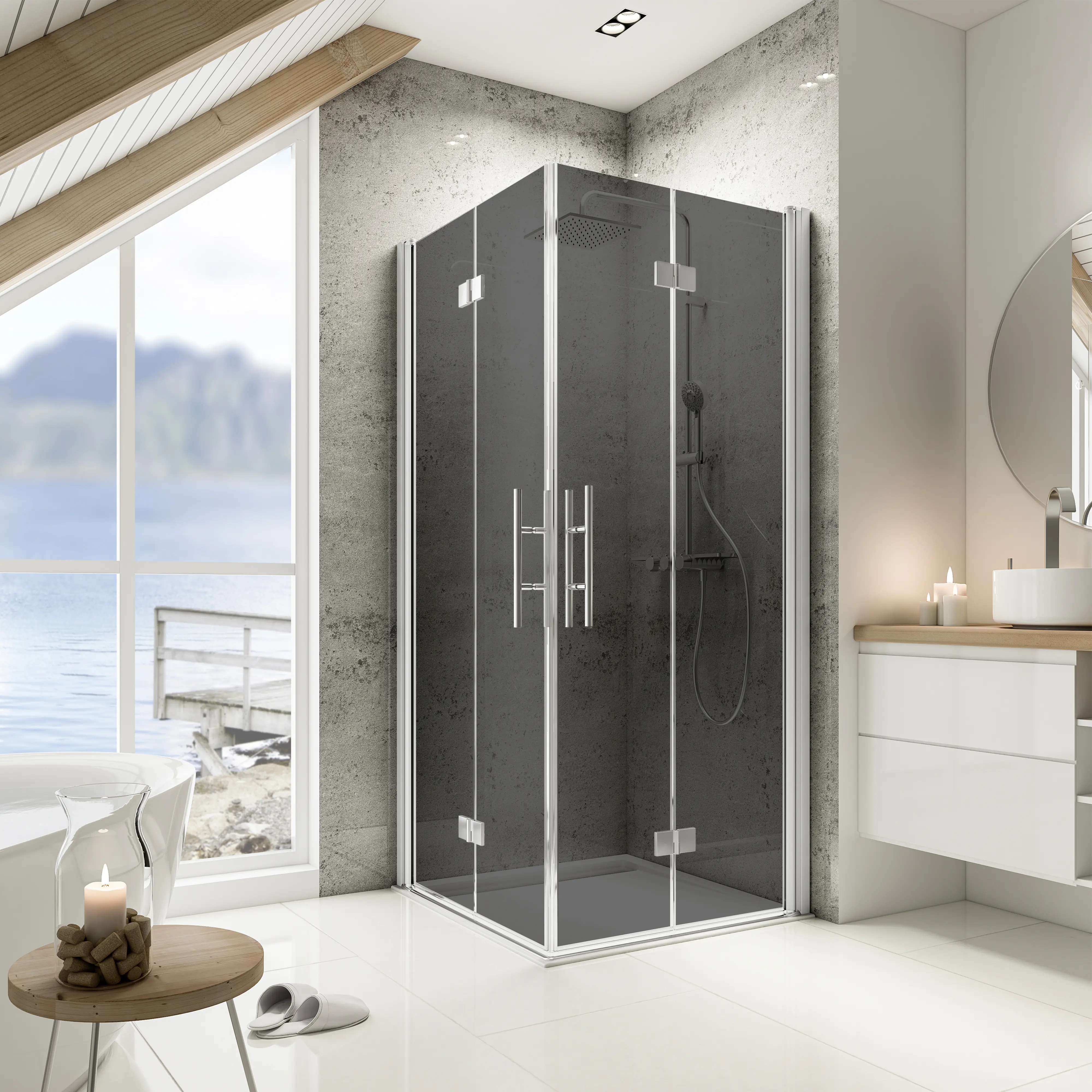 Schulte Eckeinstieg Drehfalttür 90 x 90 x 200 cm Garant