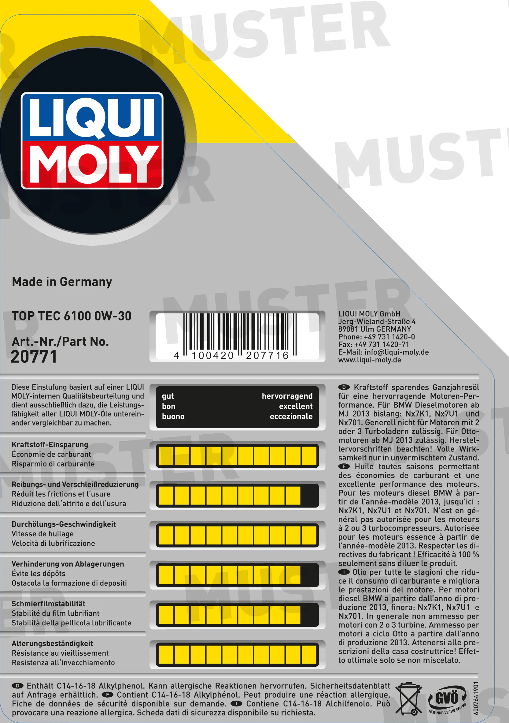 Liqui Moly Motoröl Top Tec 6100 0W-30 5 L