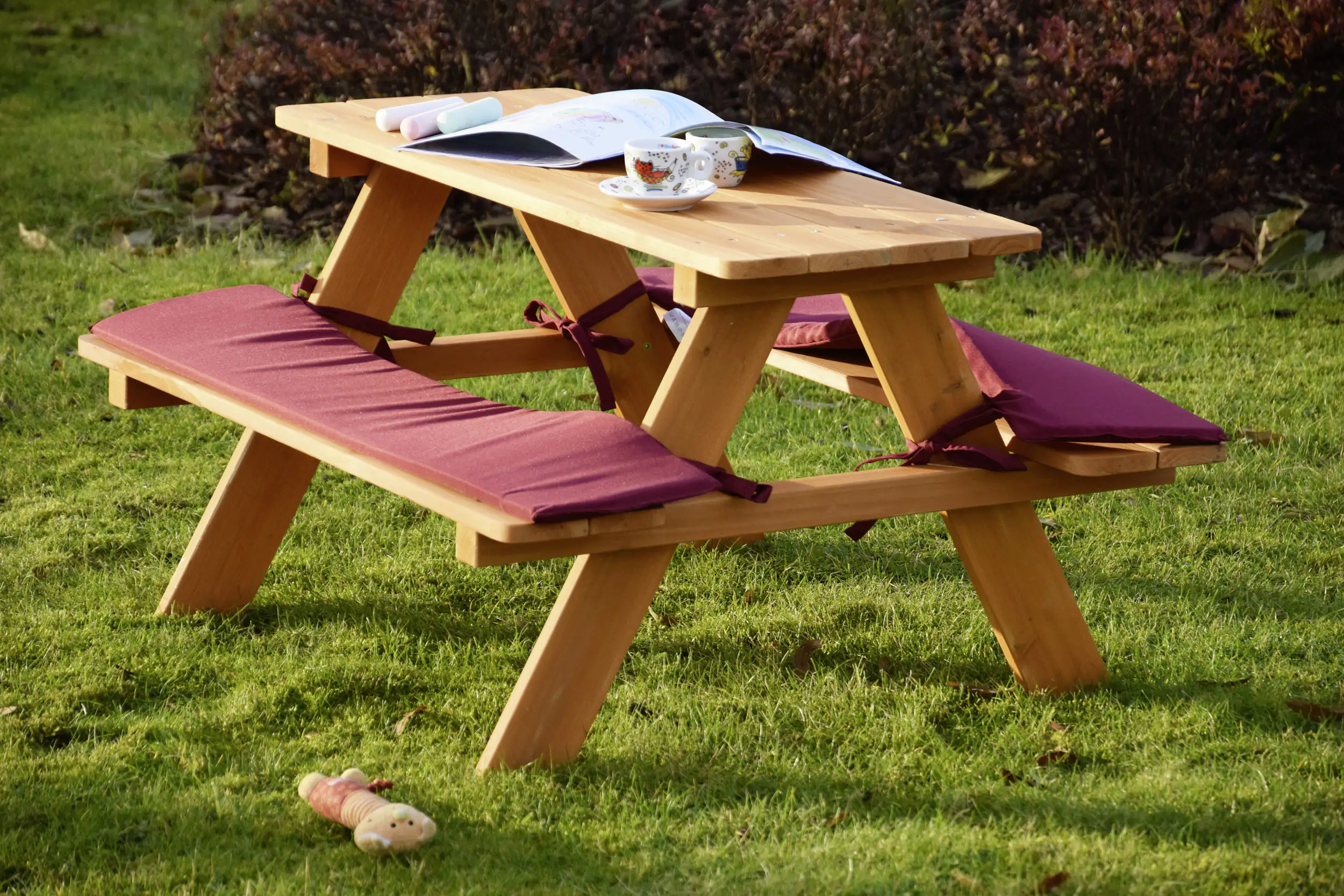 4042085943533_3169595 Dobar Sitzbank für Kinder mit Tisch rot-braun 89 x 79 x 50 cm