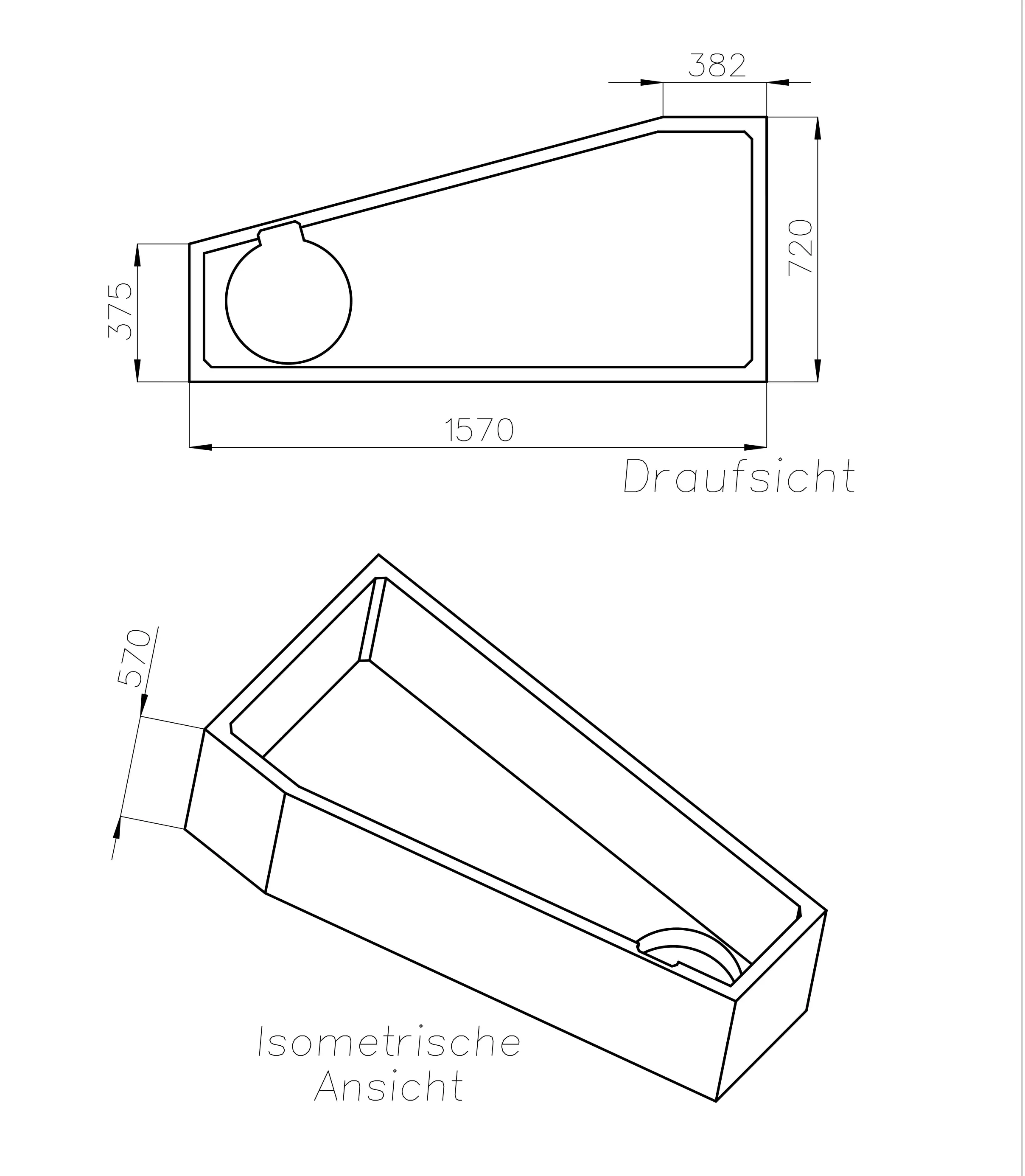 Ottofond Wannenträger Bahia 1570 x 720 mm